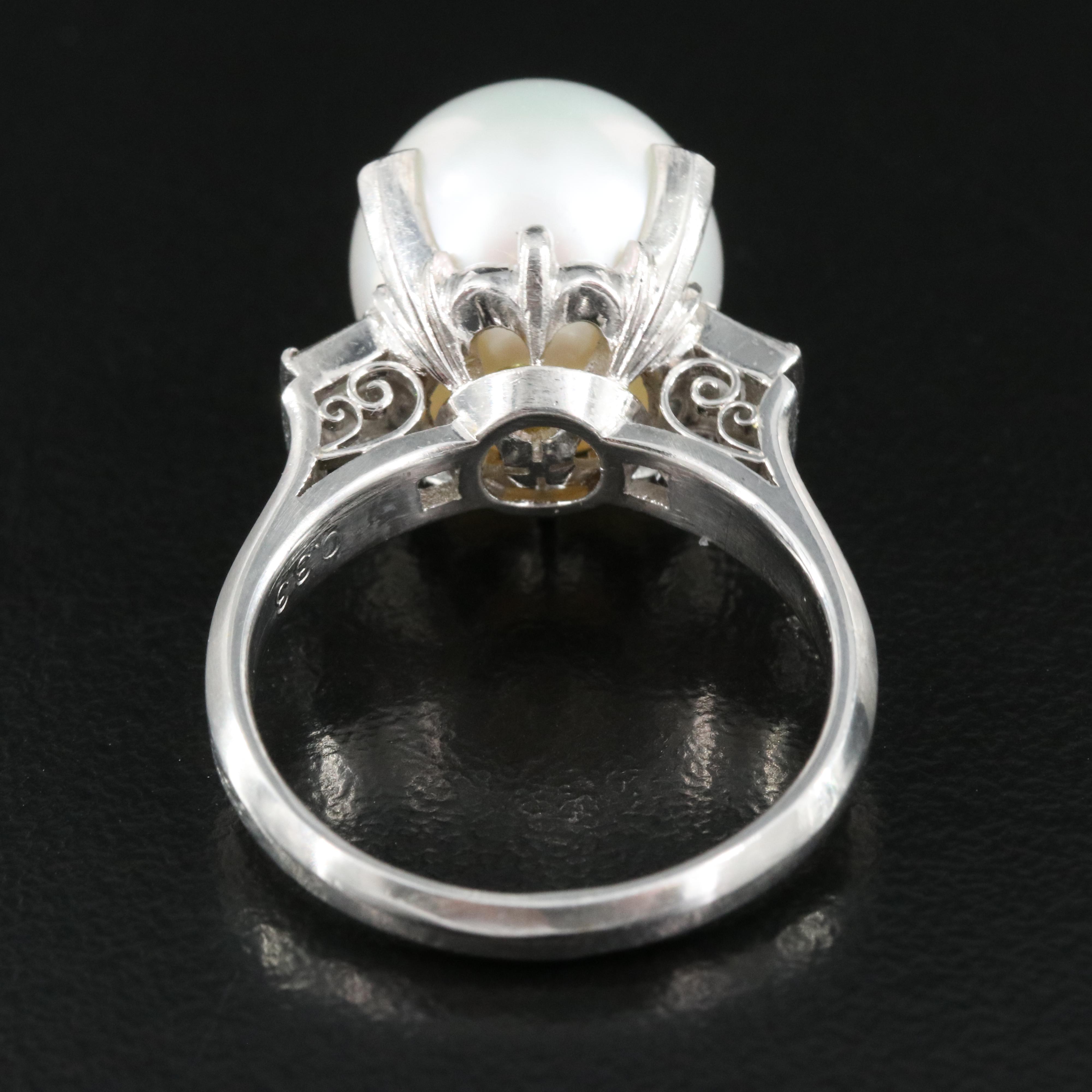 18K 11.50 mm Pearl and Diamond Ring