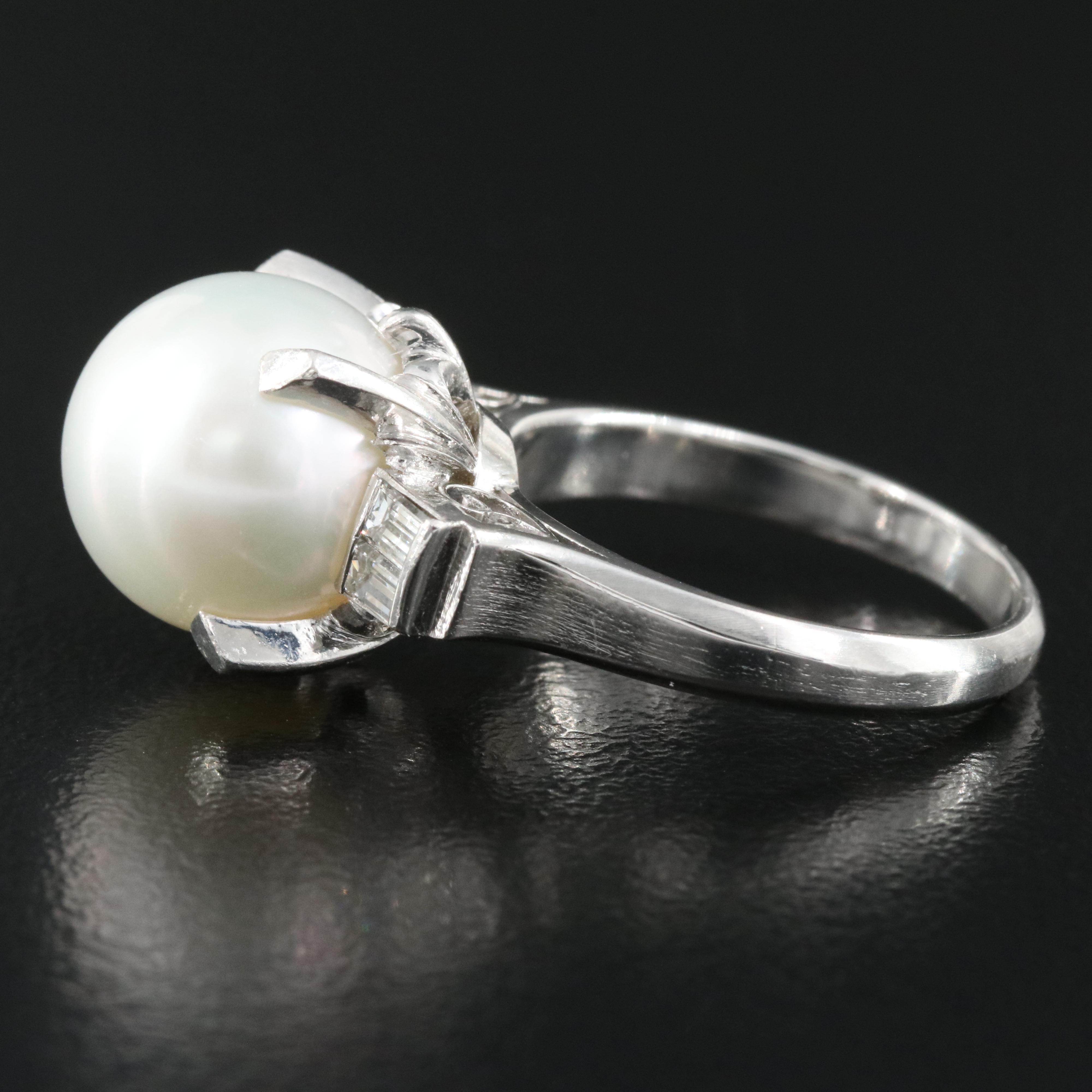 18K 11.50 mm Pearl and Diamond Ring