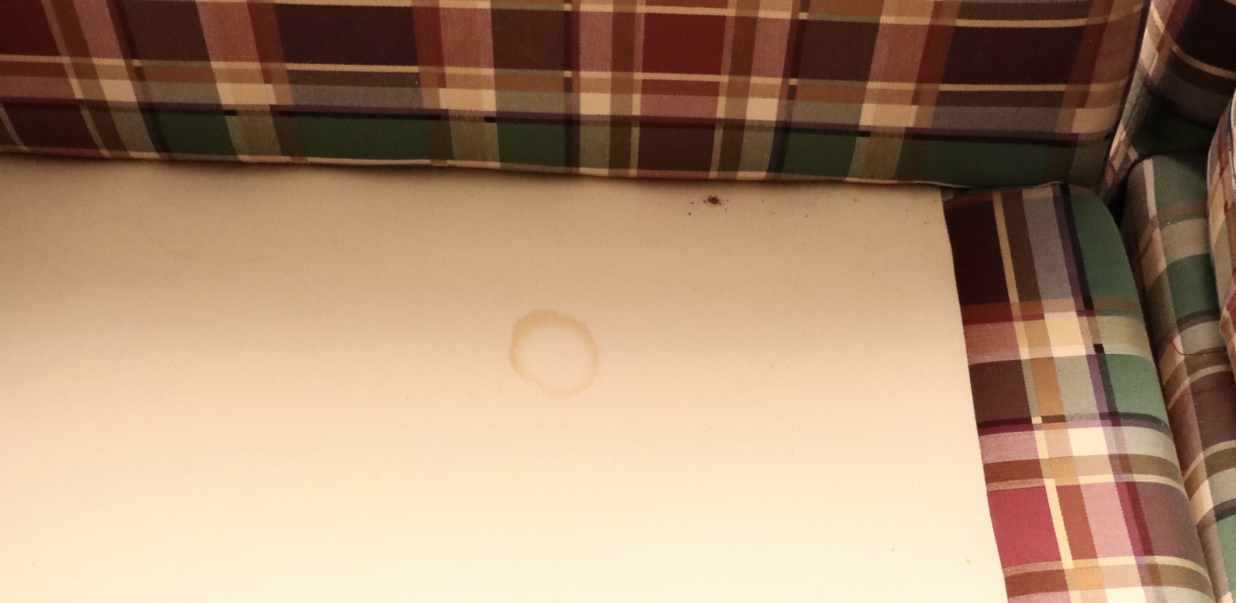 Drexel Heritage Mid Century Modern Wood-Encased Plaid Sectional Sofa