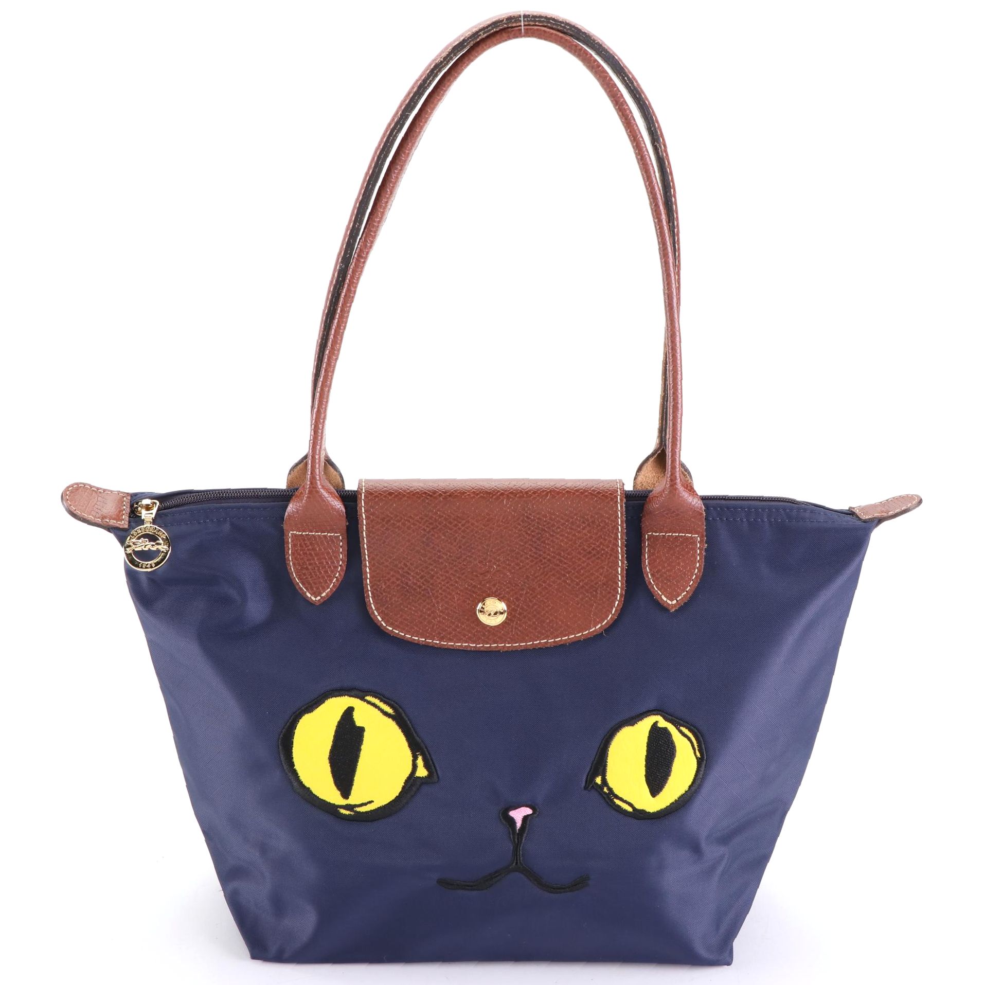 Longchamp Le Pliage Miaou Cat Tote in Nylon and Leather