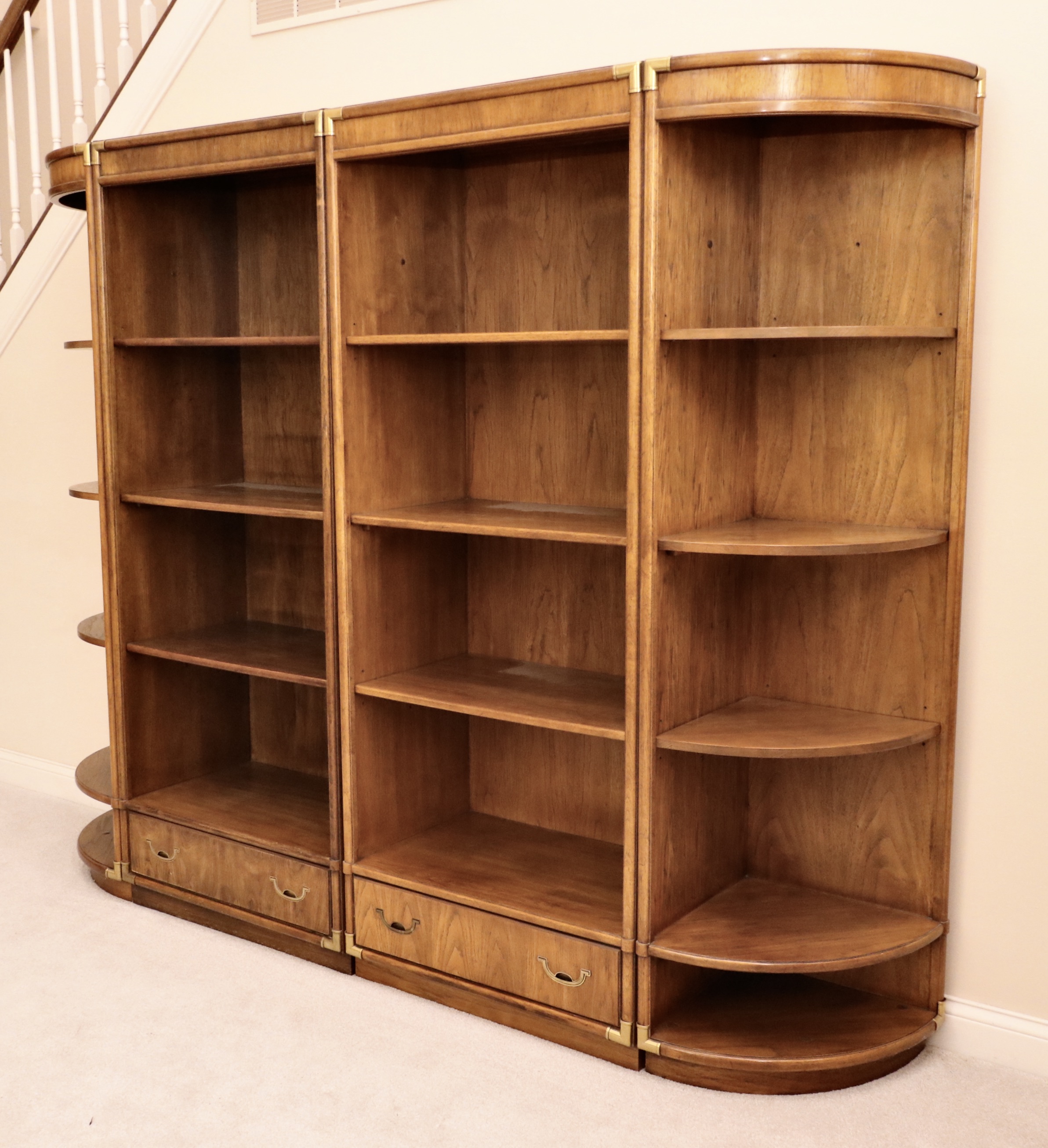 Drexel Heritage "Accolade Collection" Campaign Style Pecan Four-Piece Bookcase