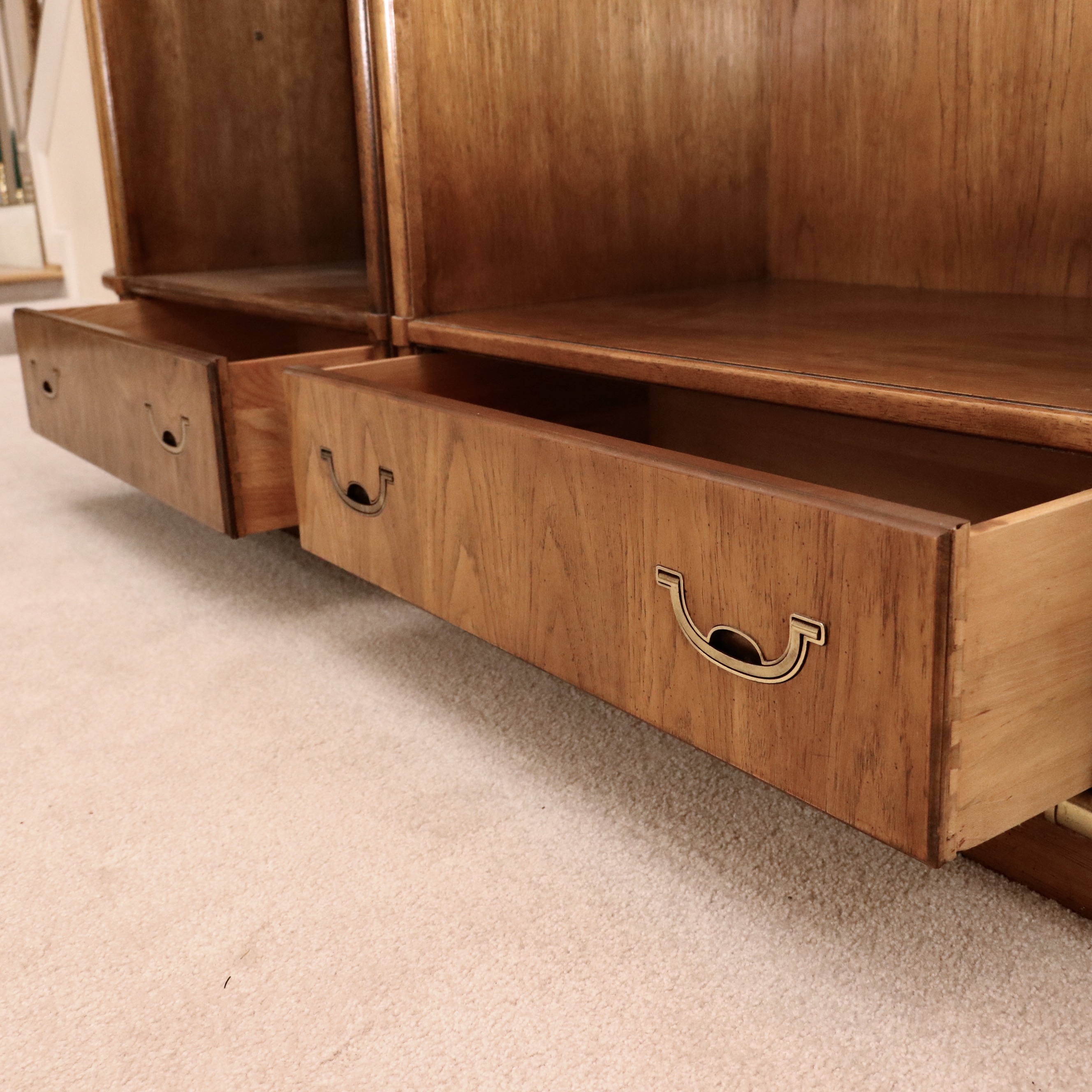 Drexel Heritage "Accolade Collection" Campaign Style Pecan Four-Piece Bookcase