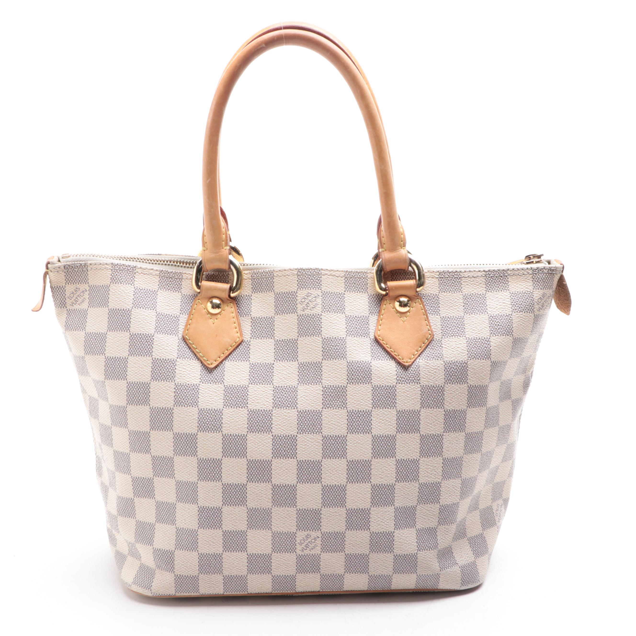 Louis Vuitton Saleya Tote in Damier Azur Canvas and Vachetta Leather