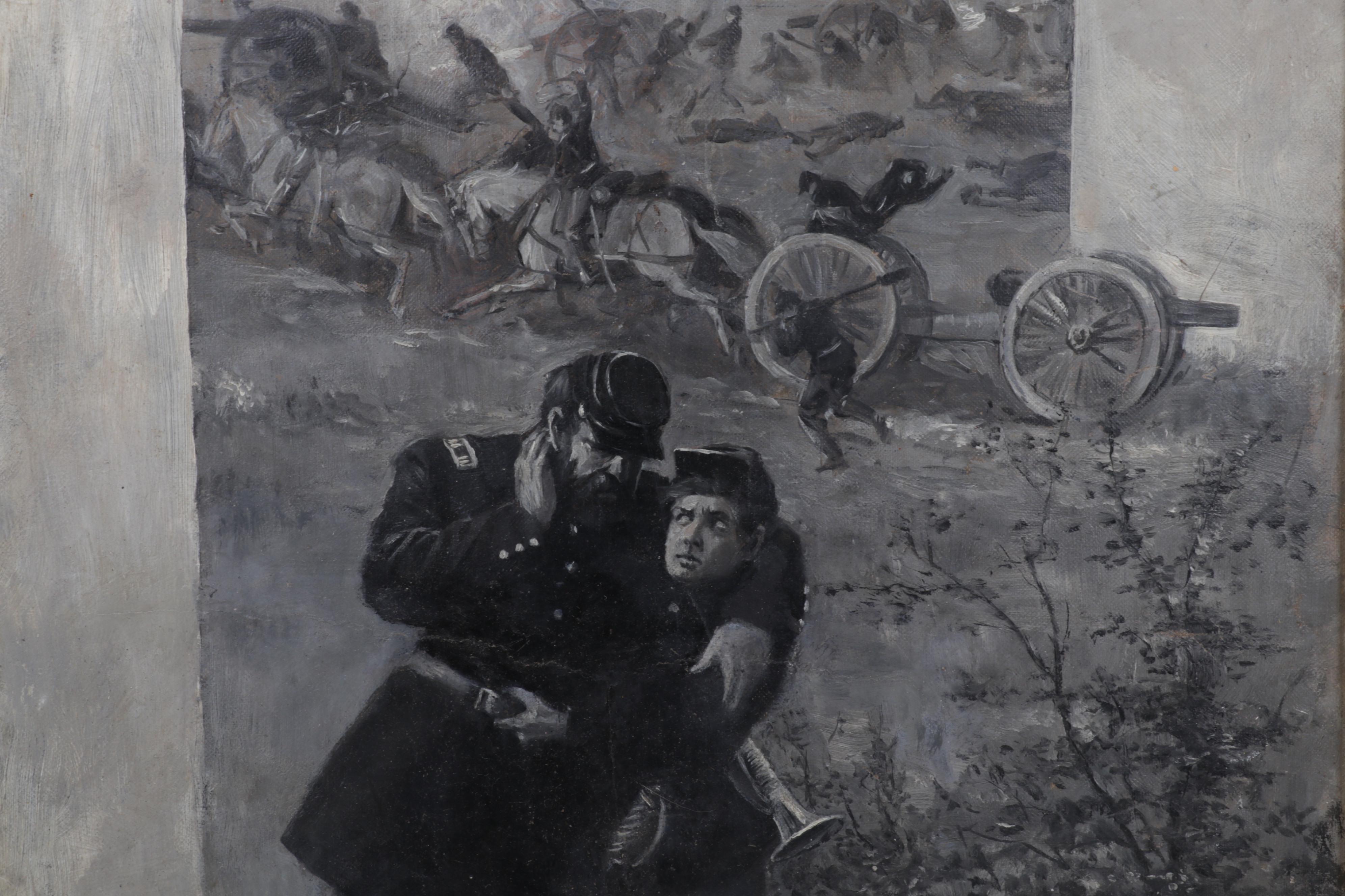 Portrait Oil Painting of Union Army Officer and Bugler, Circa 1909