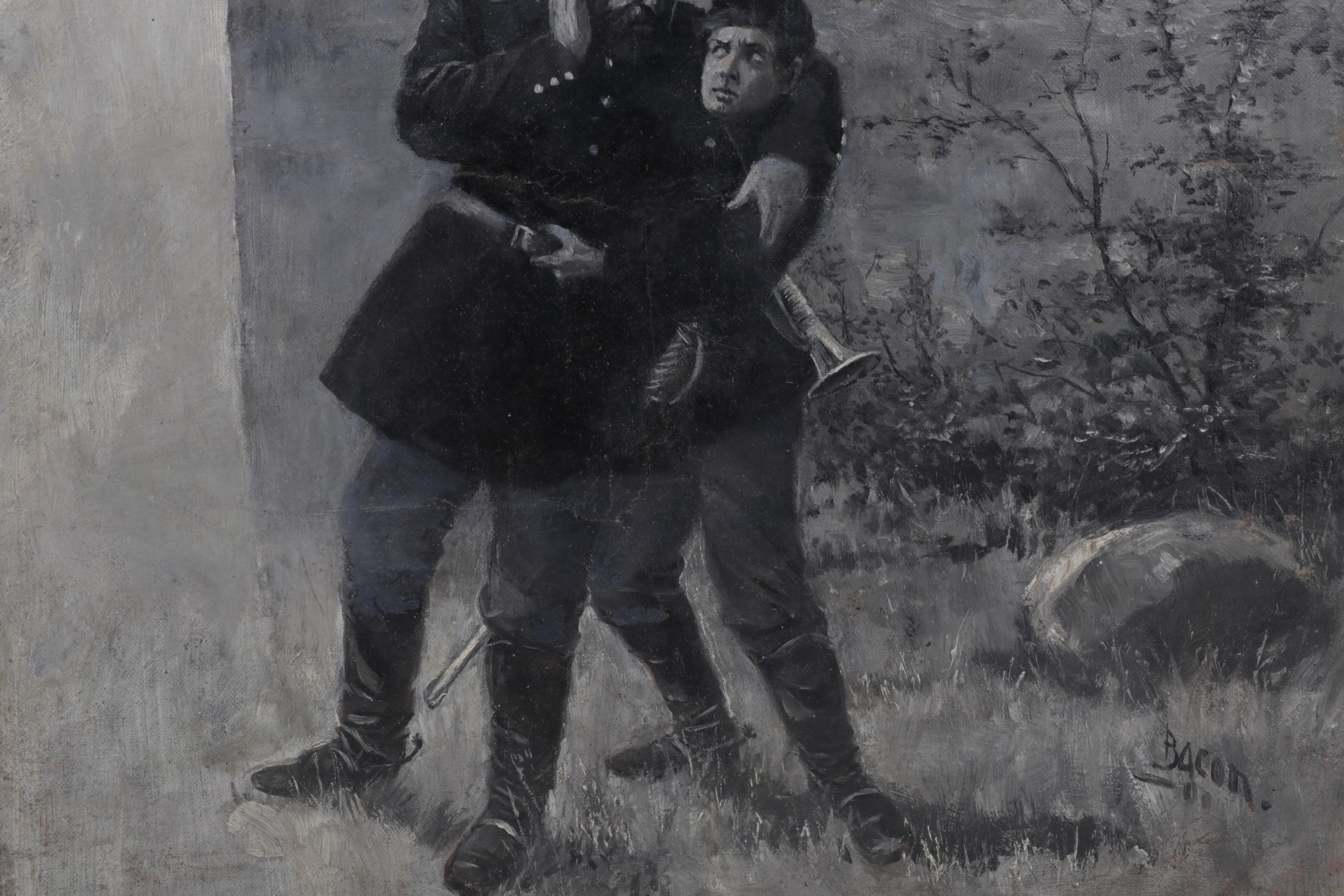 Portrait Oil Painting of Union Army Officer and Bugler, Circa 1909