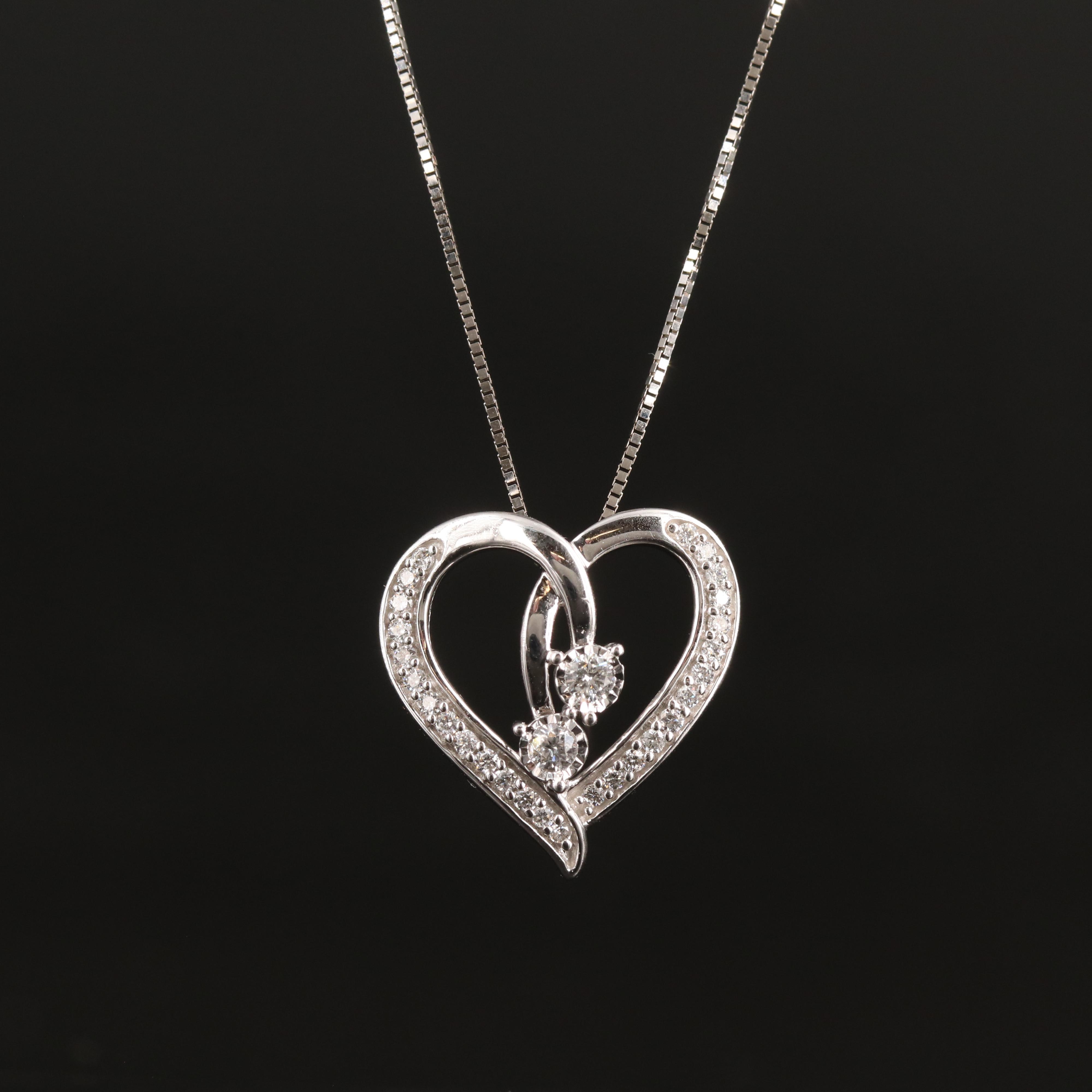 14K 0.24 CTW Diamond Heart Pendant Necklace
