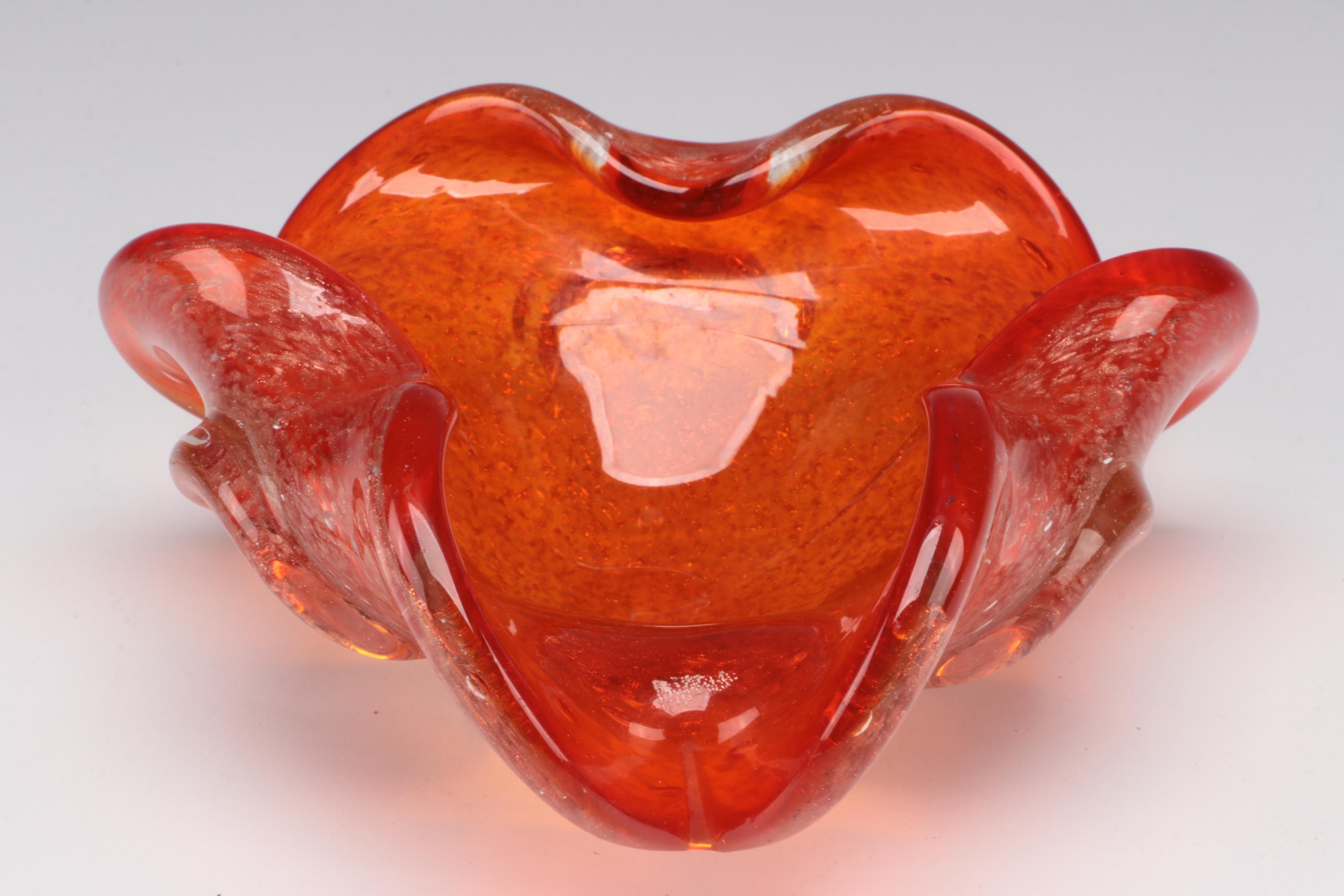 Art Glass Handkerchief Bowl and Swan Bowls with More Art Glass