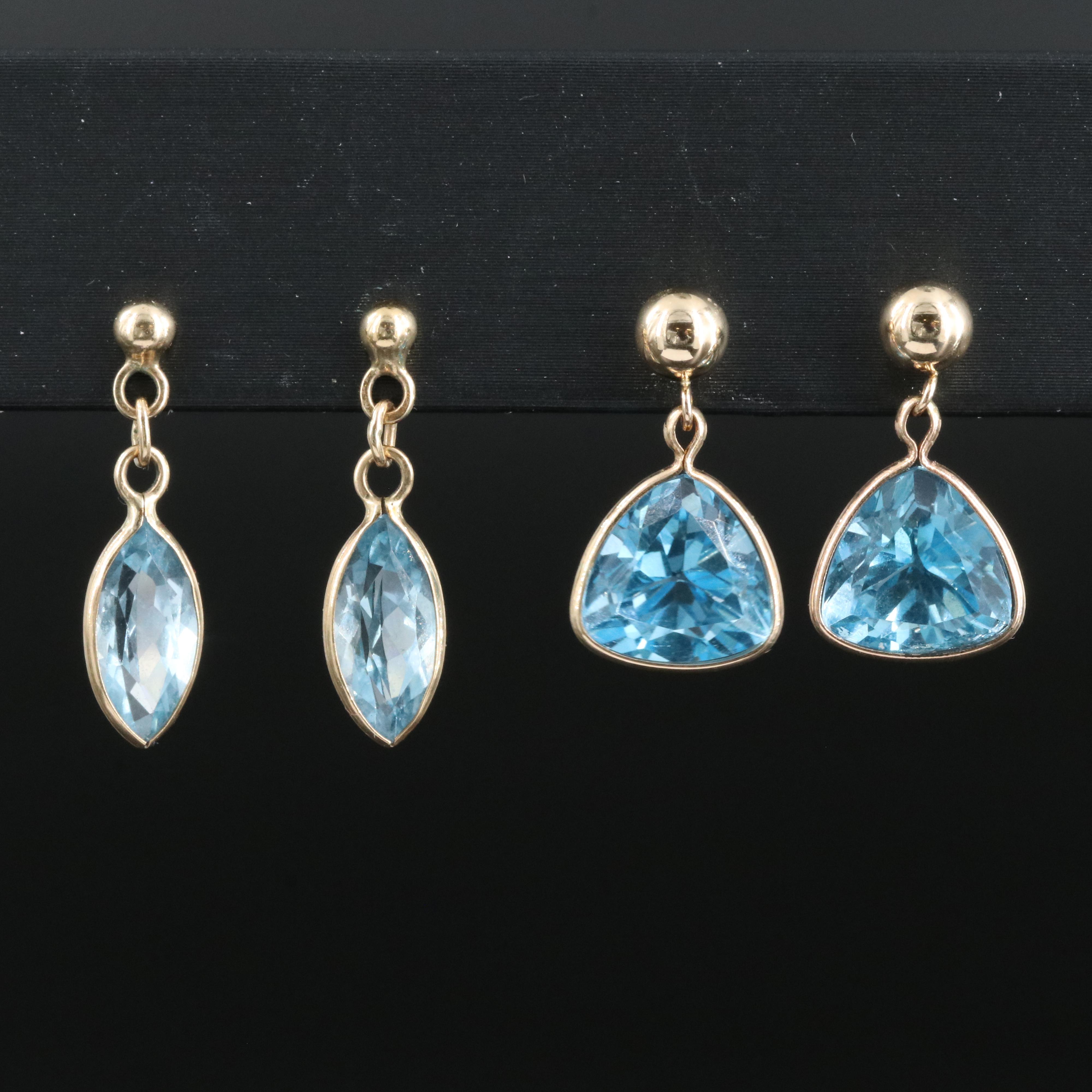 14K Swiss Blue Topaz Earrings