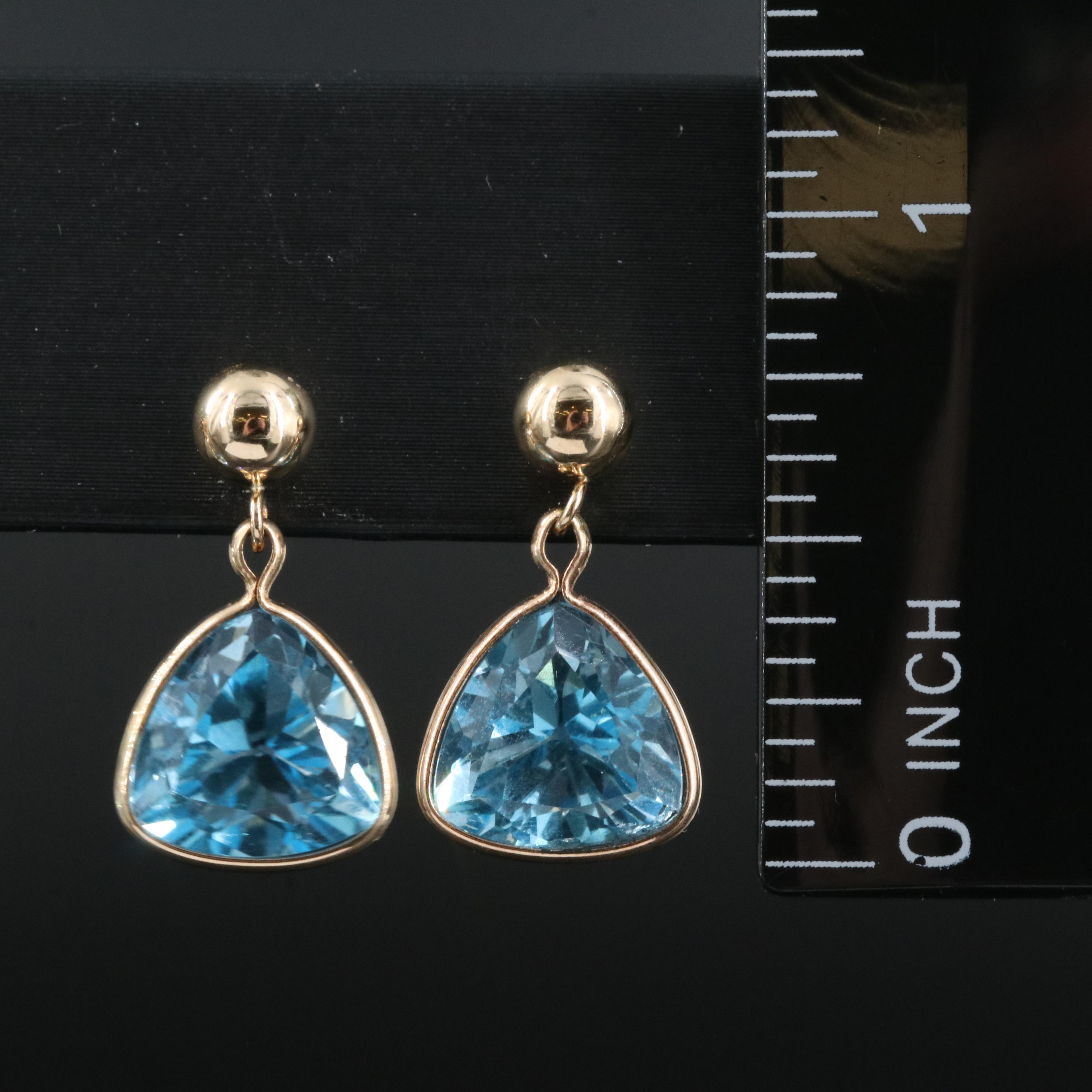 14K Swiss Blue Topaz Earrings
