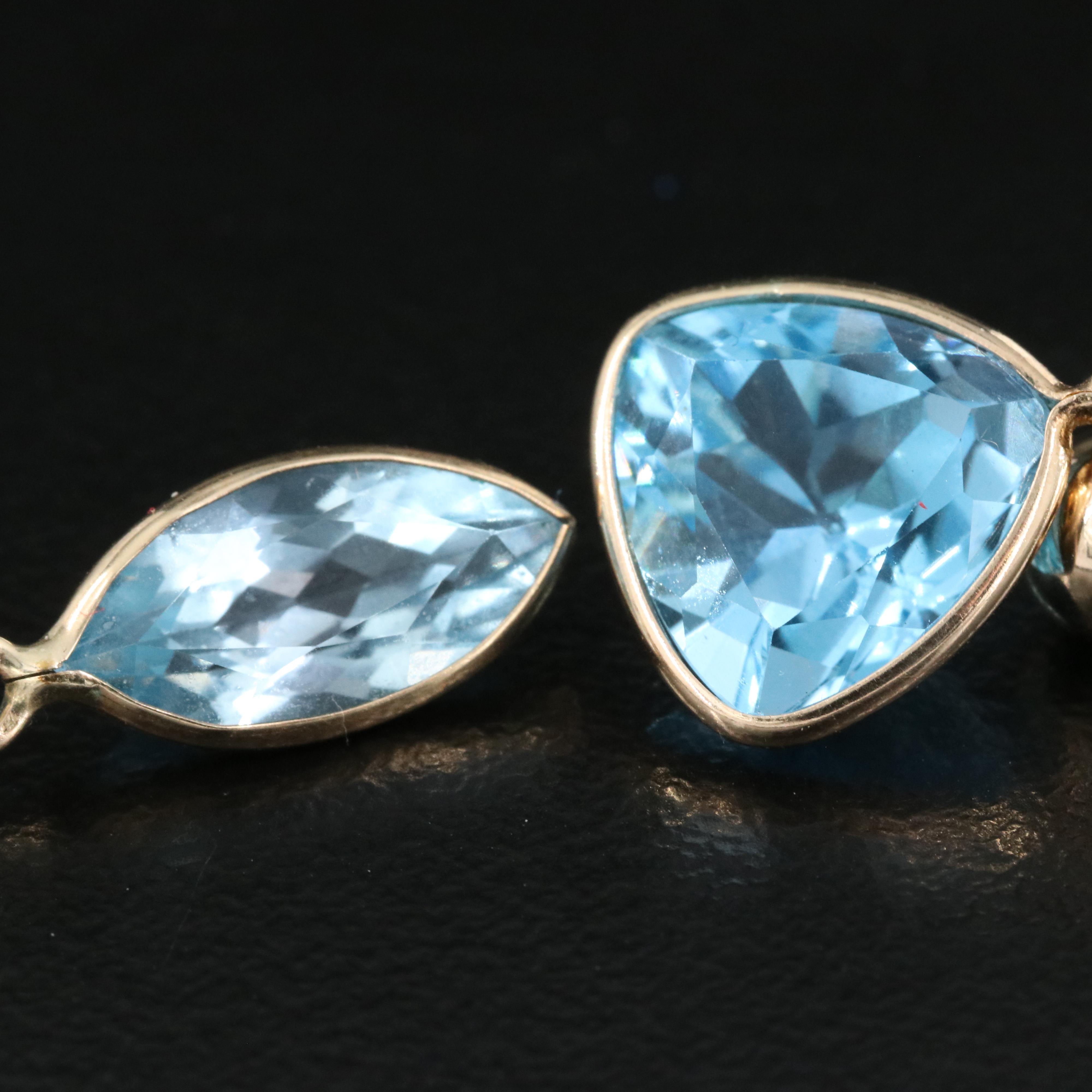 14K Swiss Blue Topaz Earrings