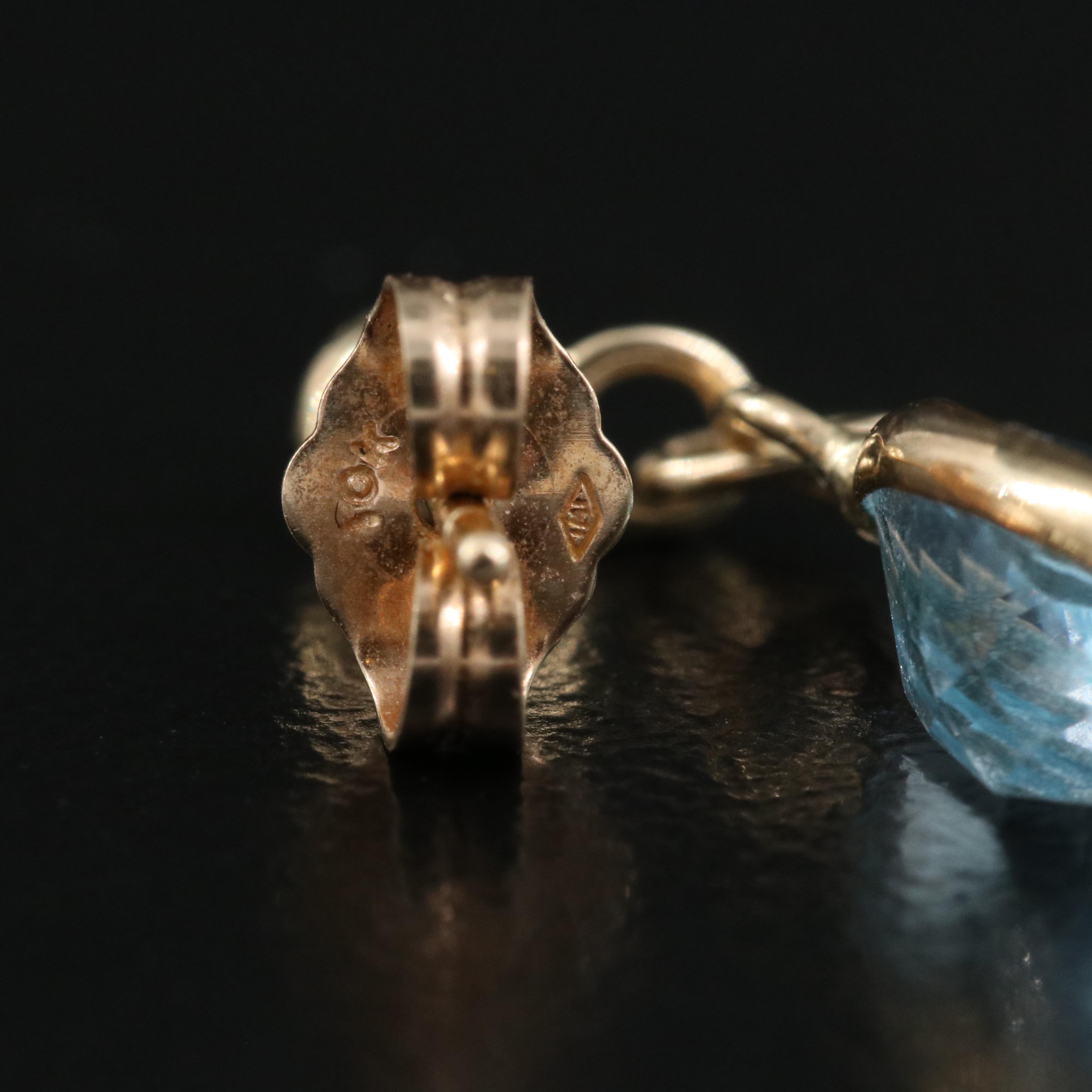 14K Swiss Blue Topaz Earrings
