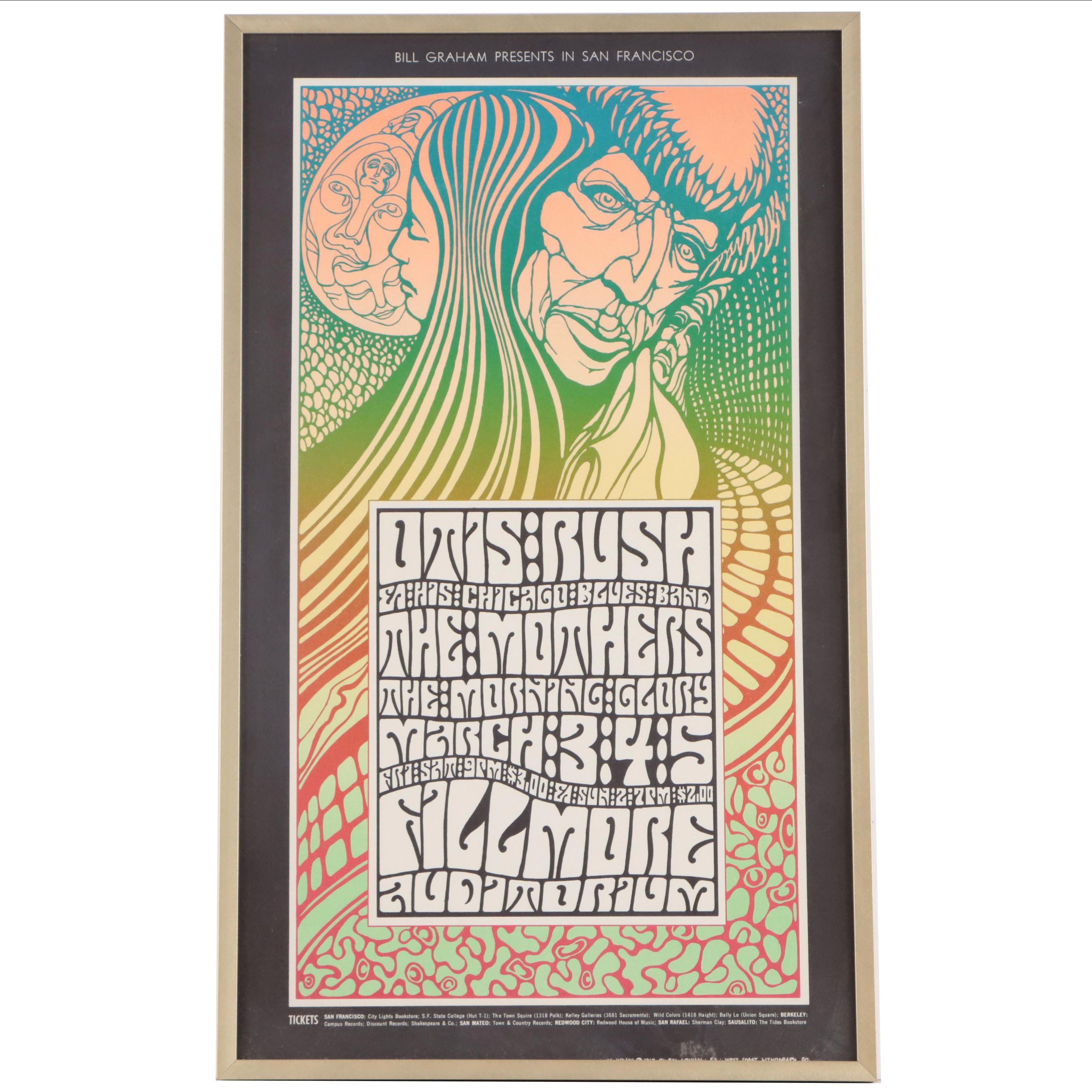 Otis Rush Lithograph Concert Poster After Wes Wilson, 1967