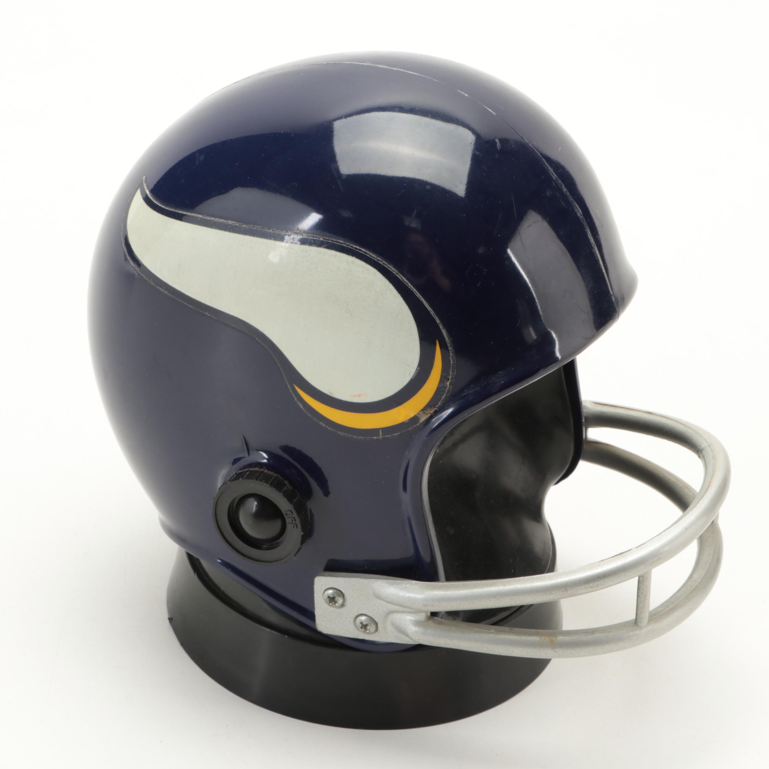 Minnesota Vikings Pennant with Pro Sports Marketing Helmet Radio, Late 20th C.