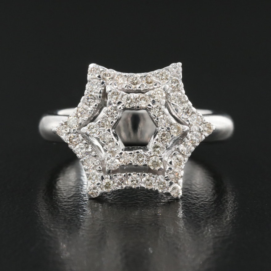 14K 0.54 CTW Diamond Hexagonal Ring