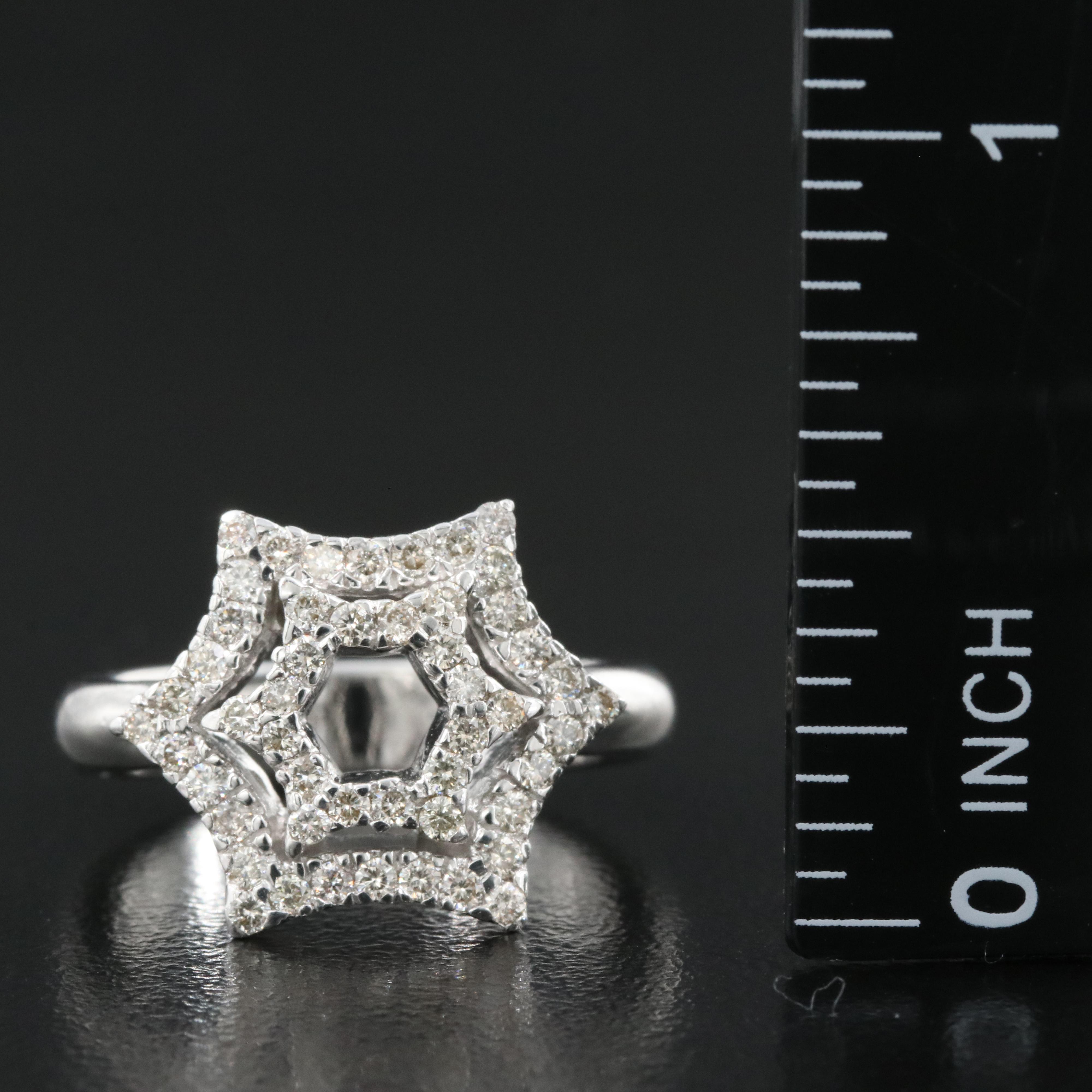 14K 0.54 CTW Diamond Hexagonal Ring