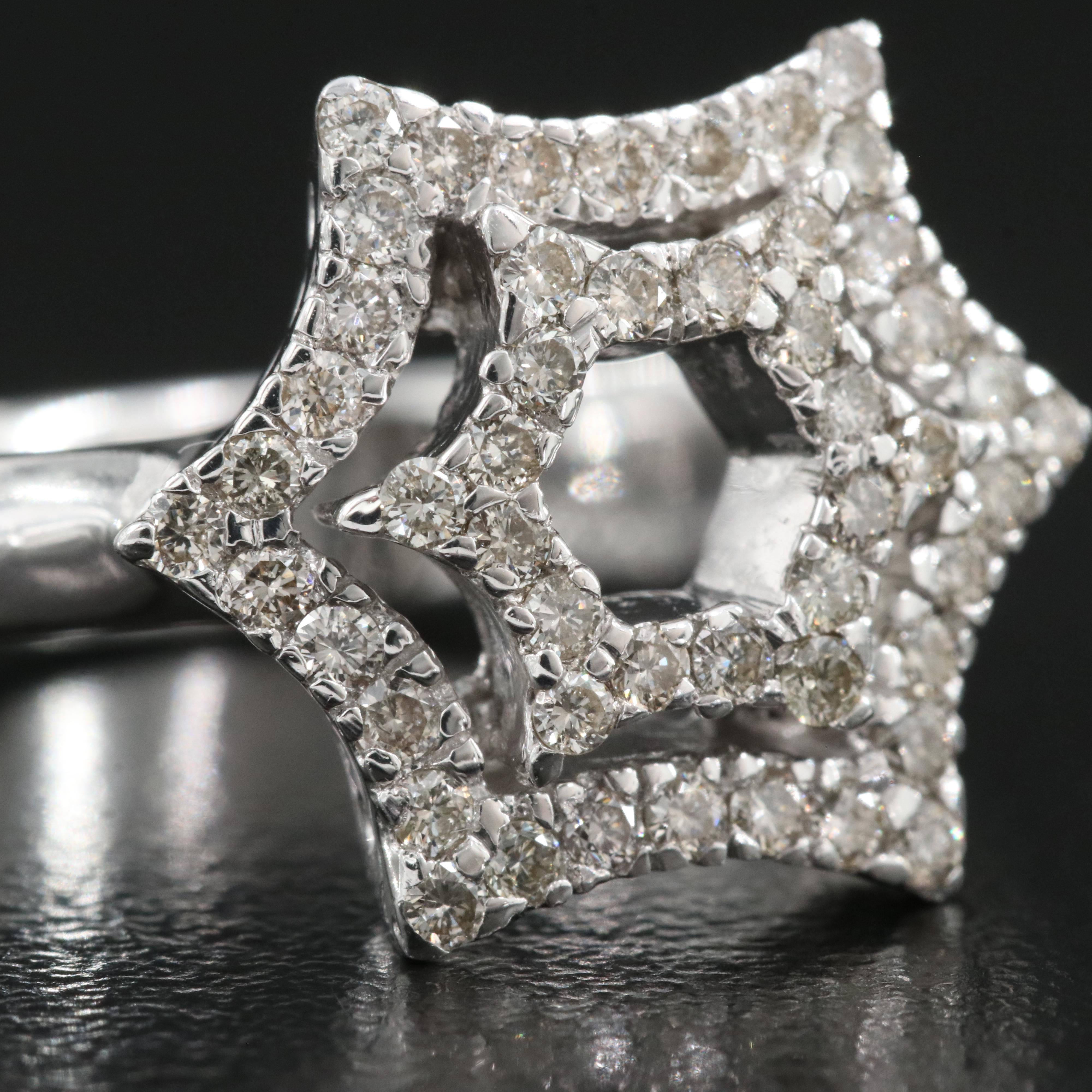 14K 0.54 CTW Diamond Hexagonal Ring