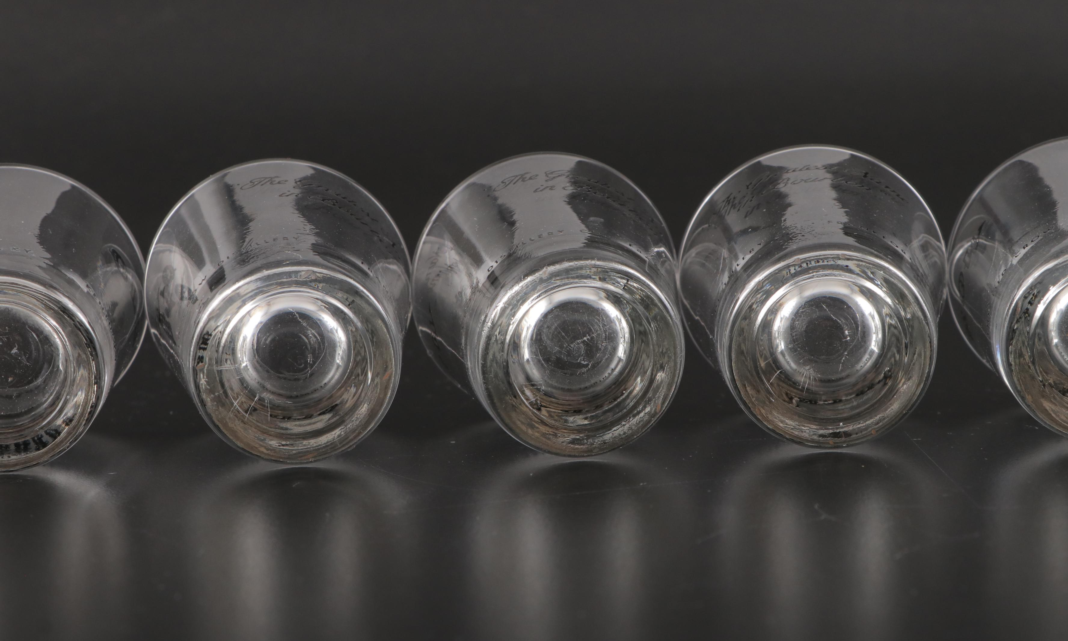 Libbey Old Crow Bourbon Shot Glasses, Mid to Late 20th Century