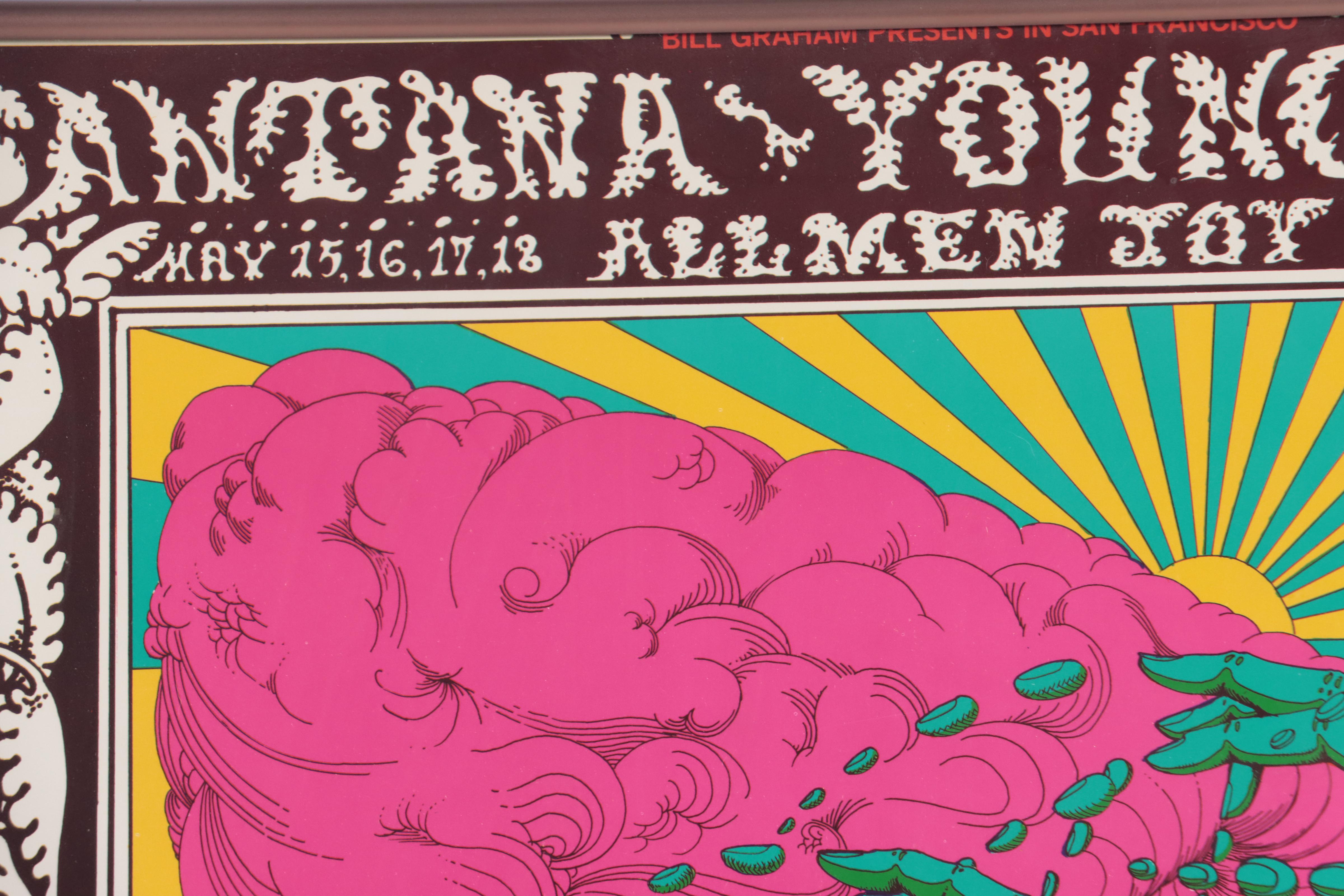 Santana/Youngbloods Color Lithograph Concert Poster After Lee Conklin, 1969