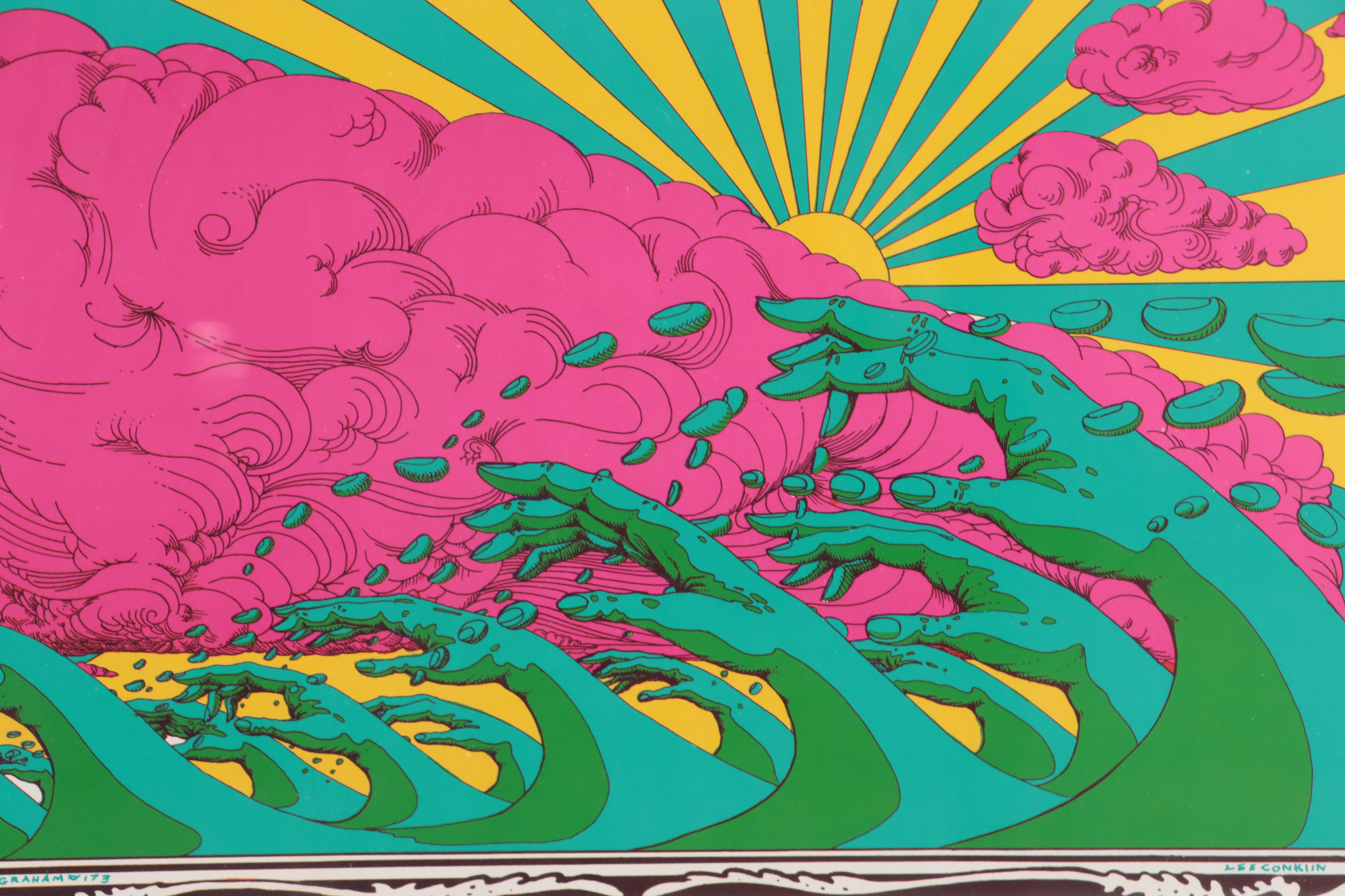 Santana/Youngbloods Color Lithograph Concert Poster After Lee Conklin, 1969