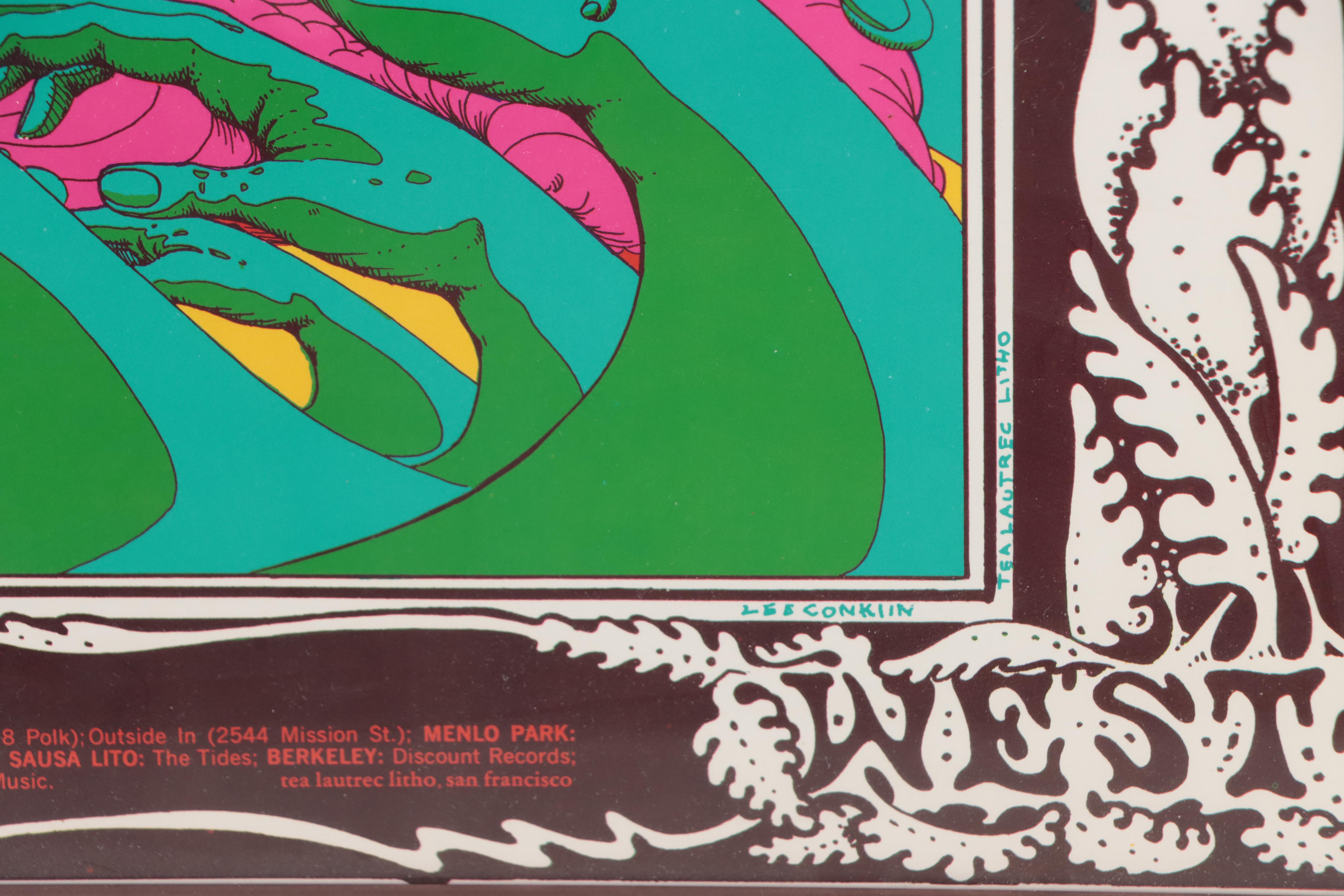 Santana/Youngbloods Color Lithograph Concert Poster After Lee Conklin, 1969