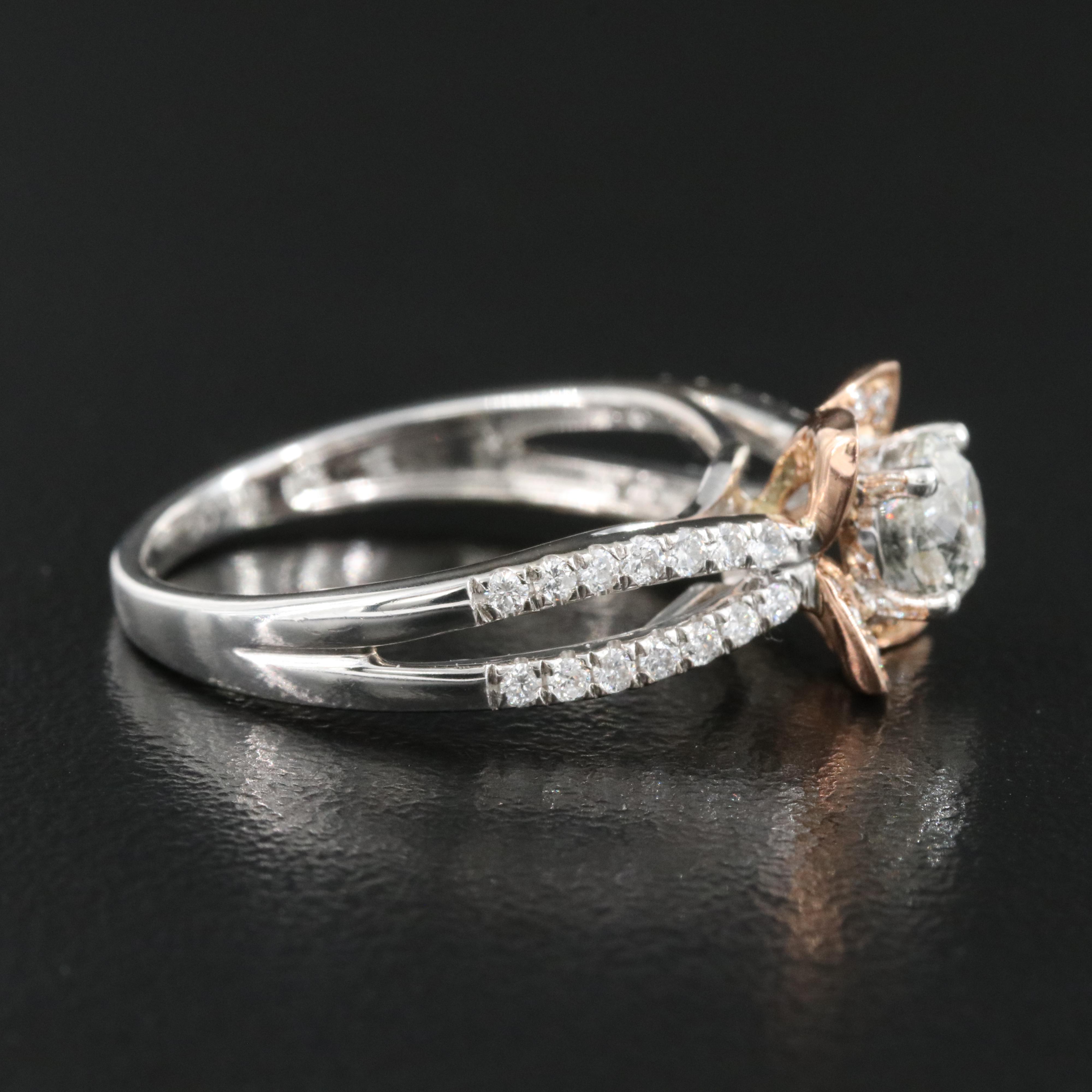 14K 1.12 CTW Diamond Ring with Rose Gold Accents