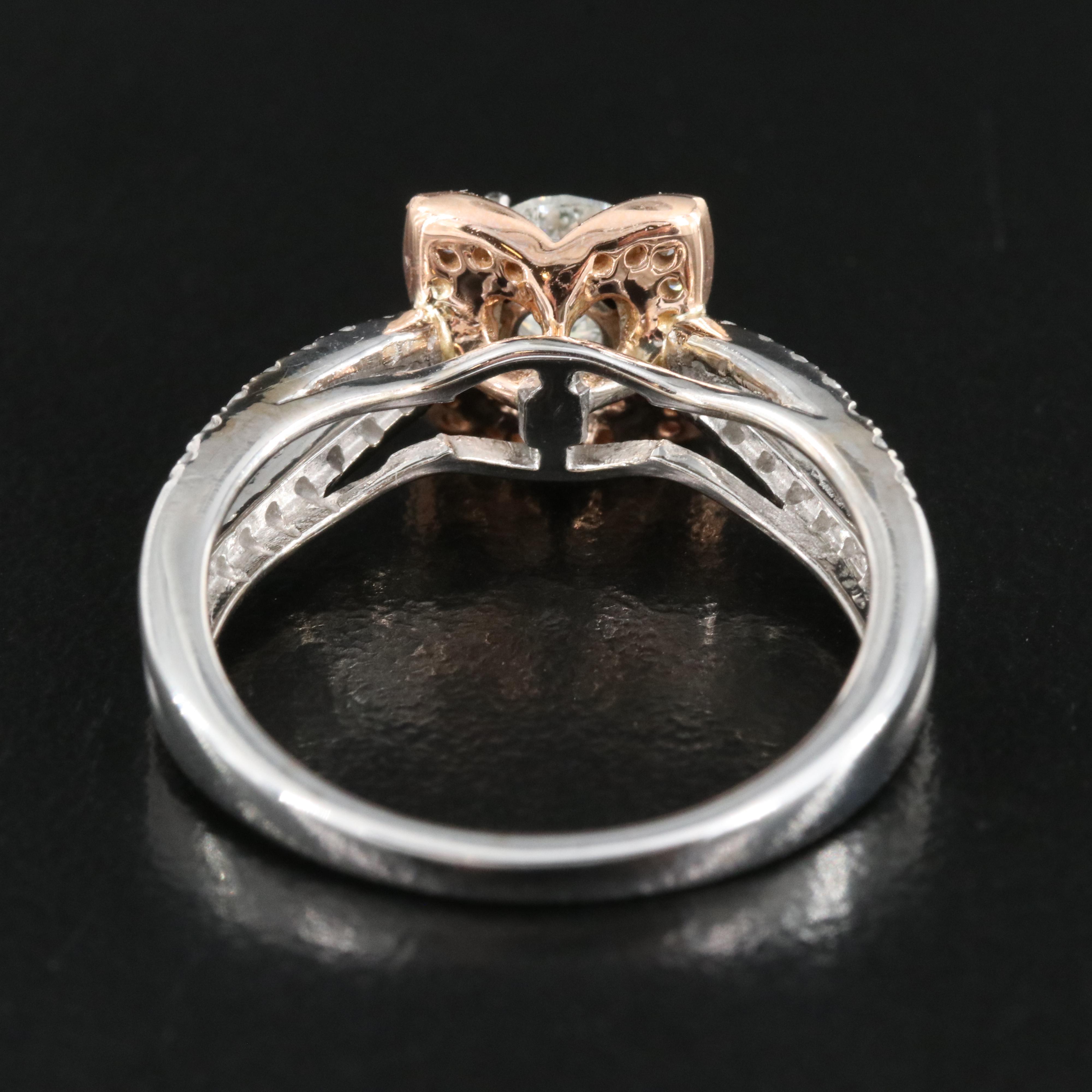 14K 1.12 CTW Diamond Ring with Rose Gold Accents