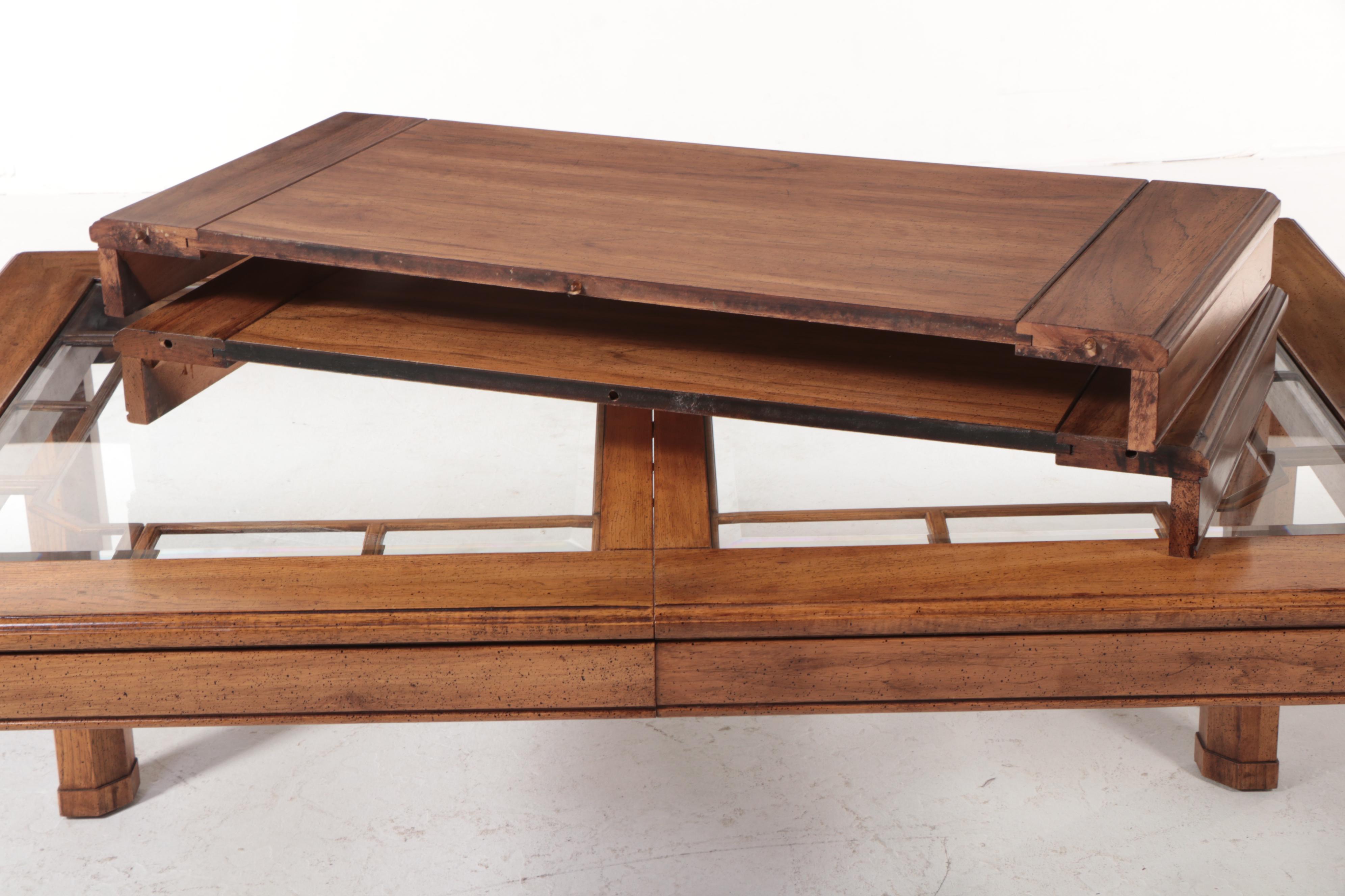 Seven-Piece George III Style Oak and Glass Top Dining Set