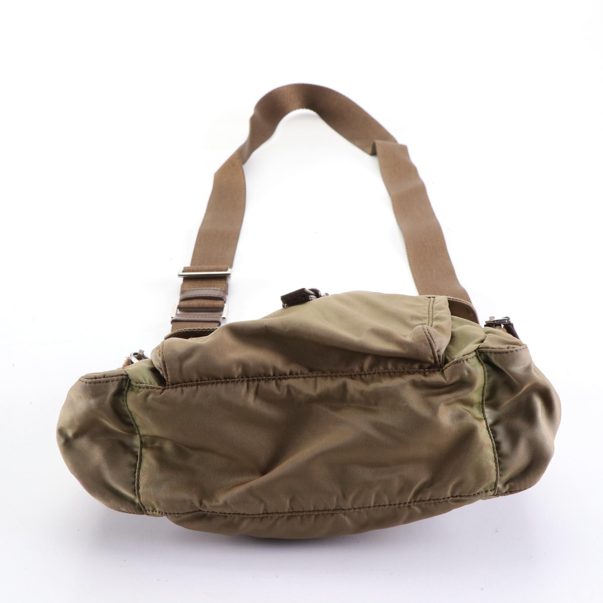 Prada Crossbody Bag in Nylon Twill with Leather Trim