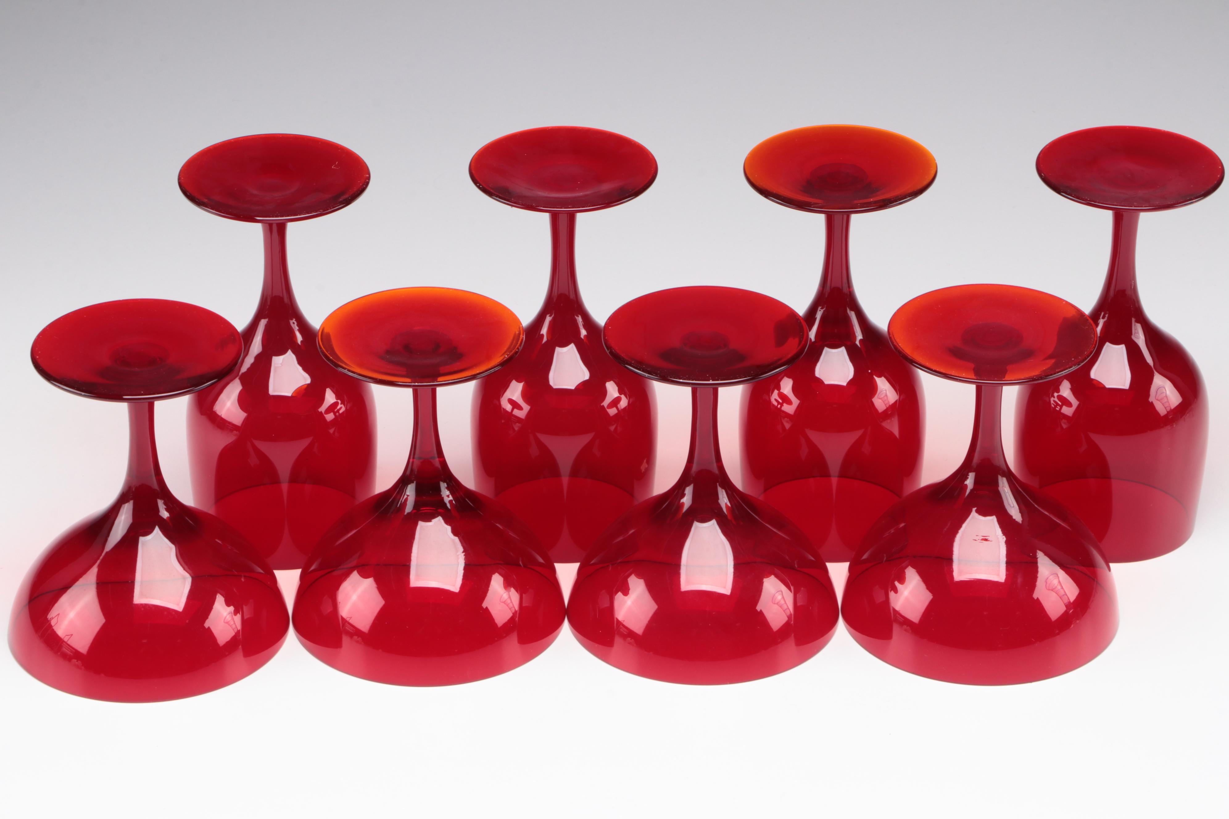 Cincinnati Reds Glasses with Red Stemware and Vase