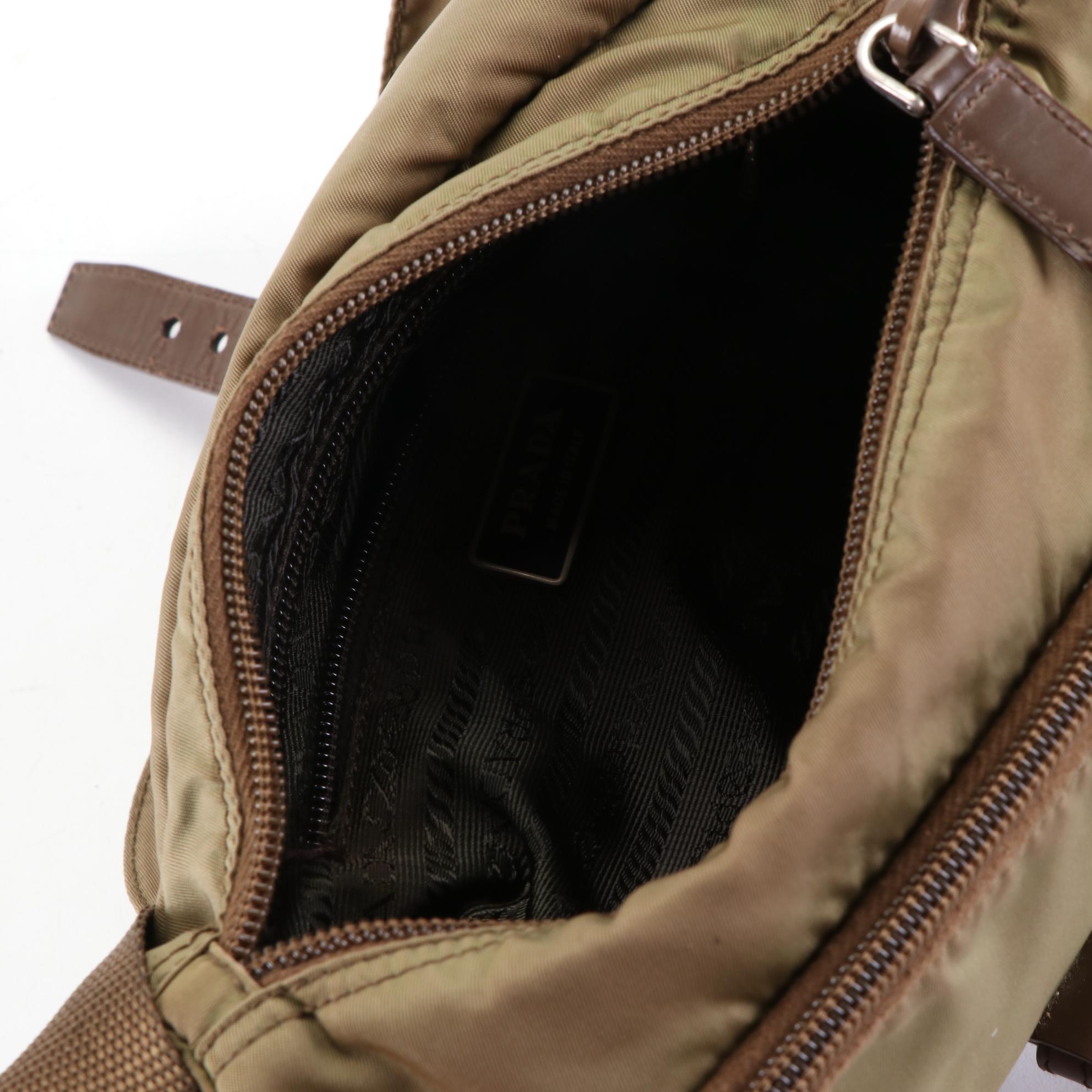 Prada Crossbody Bag in Nylon Twill with Leather Trim