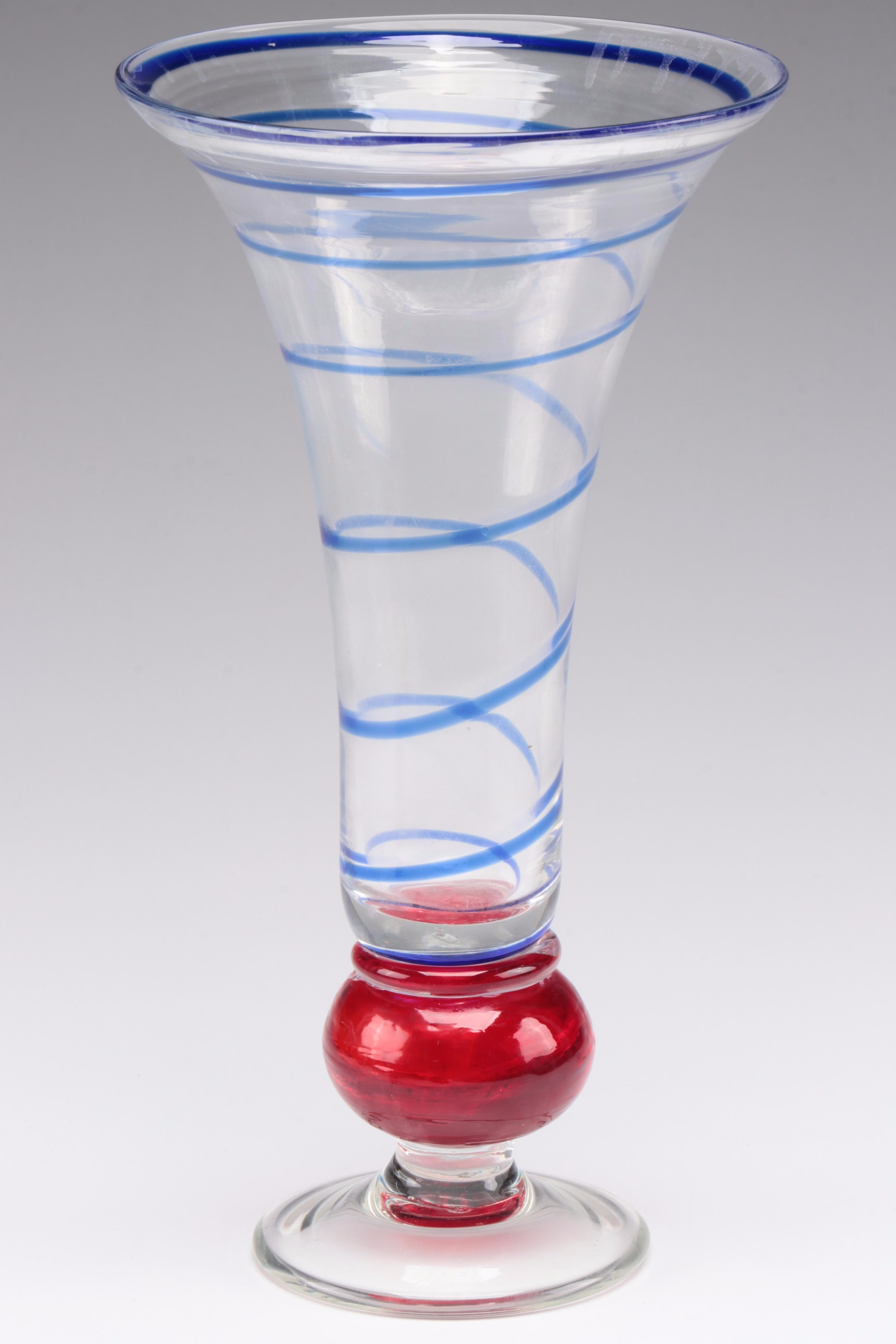 Cincinnati Reds Glasses with Red Stemware and Vase