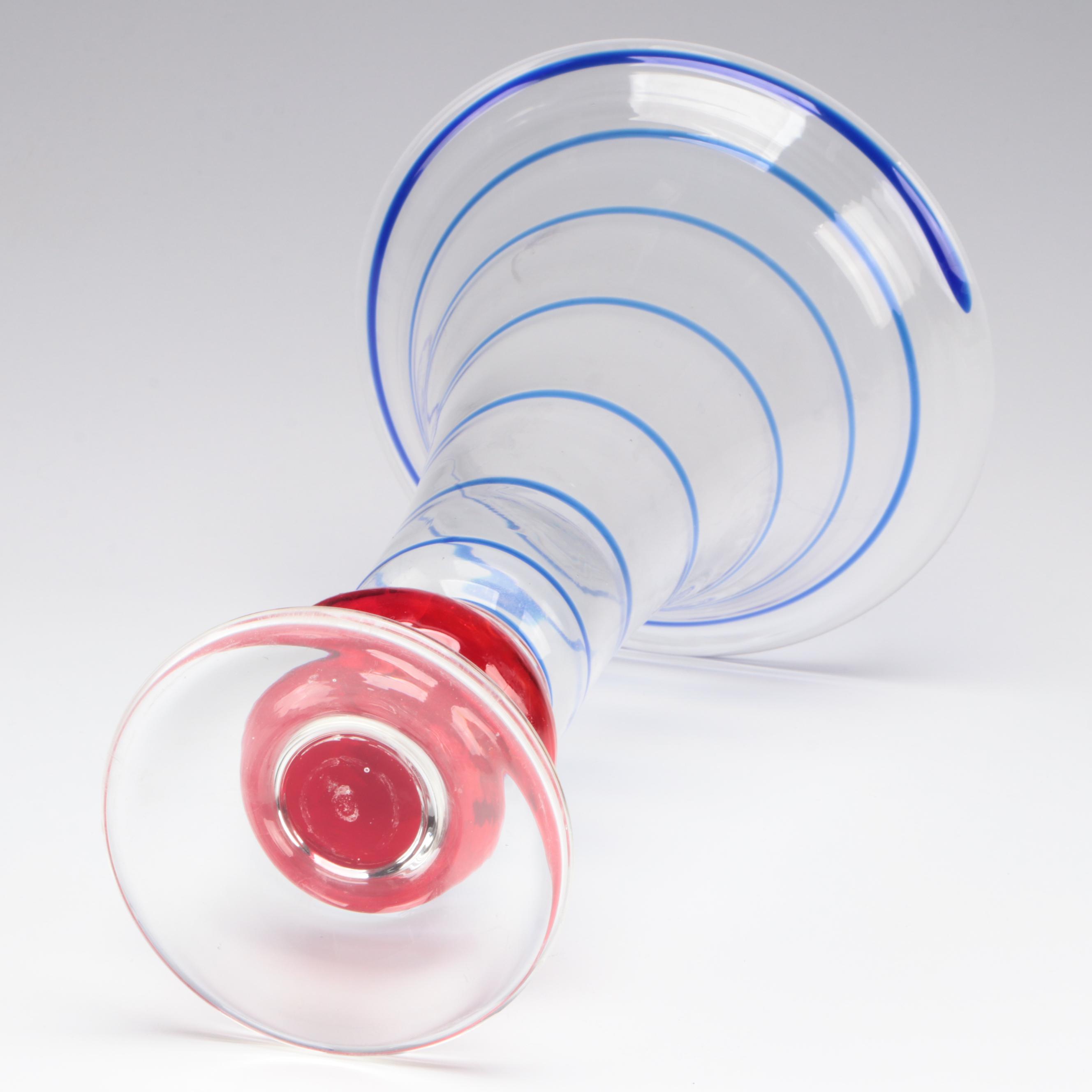 Cincinnati Reds Glasses with Red Stemware and Vase