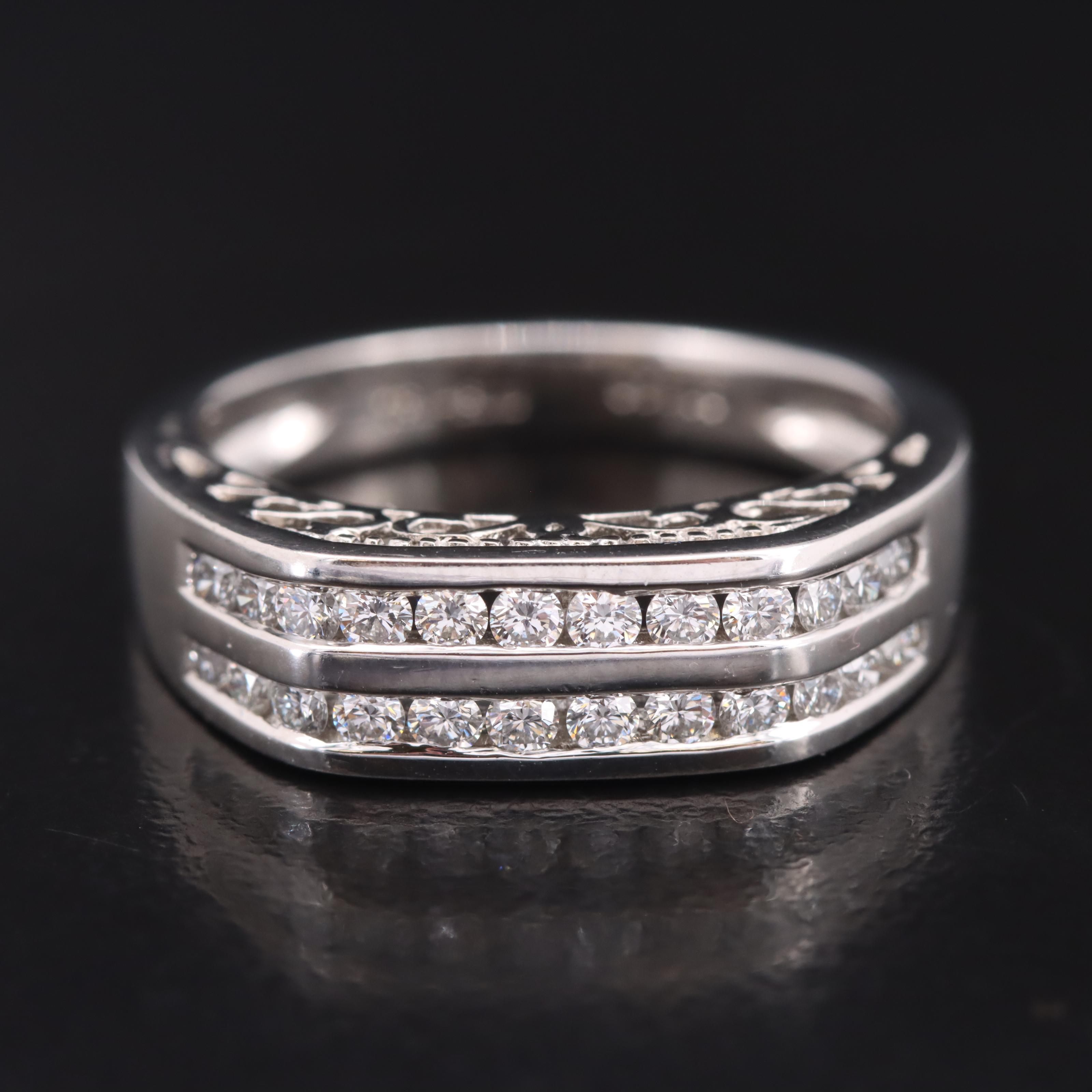 Platinum 0.50 CTW Diamond Double Channel Band