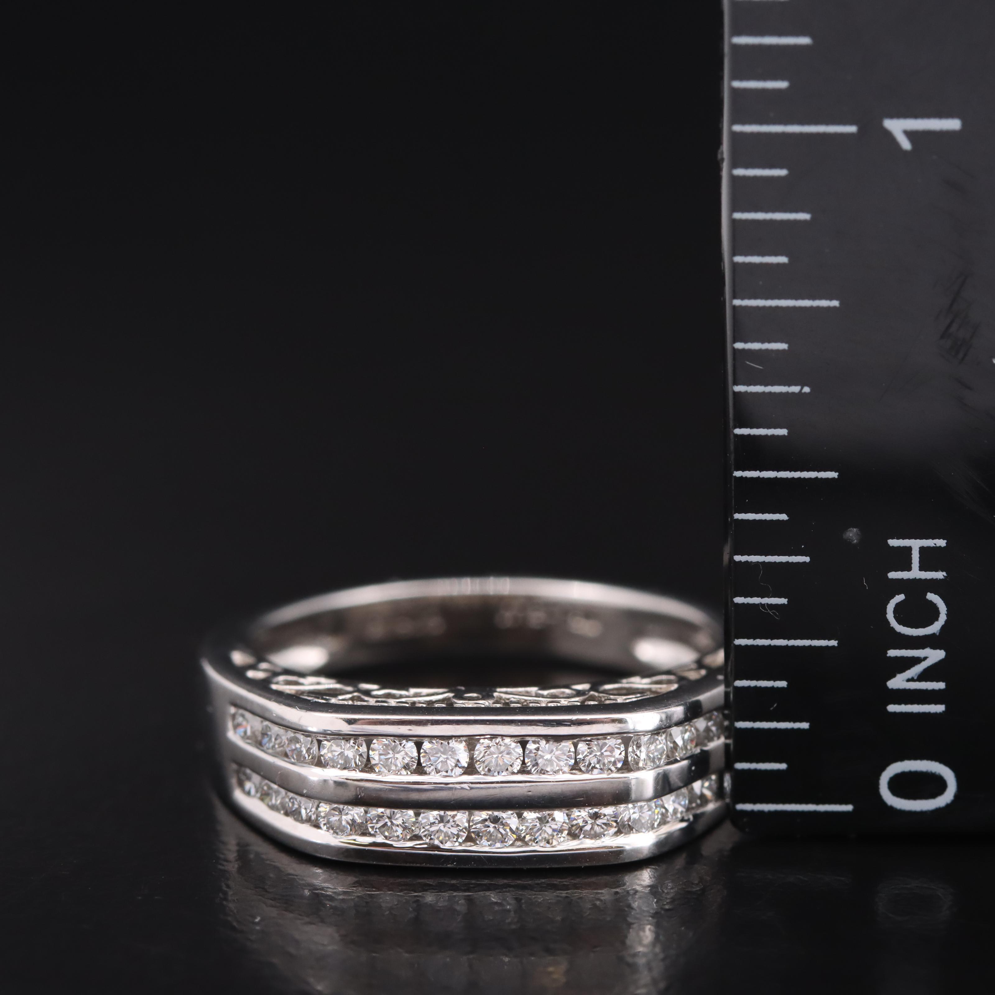Platinum 0.50 CTW Diamond Double Channel Band