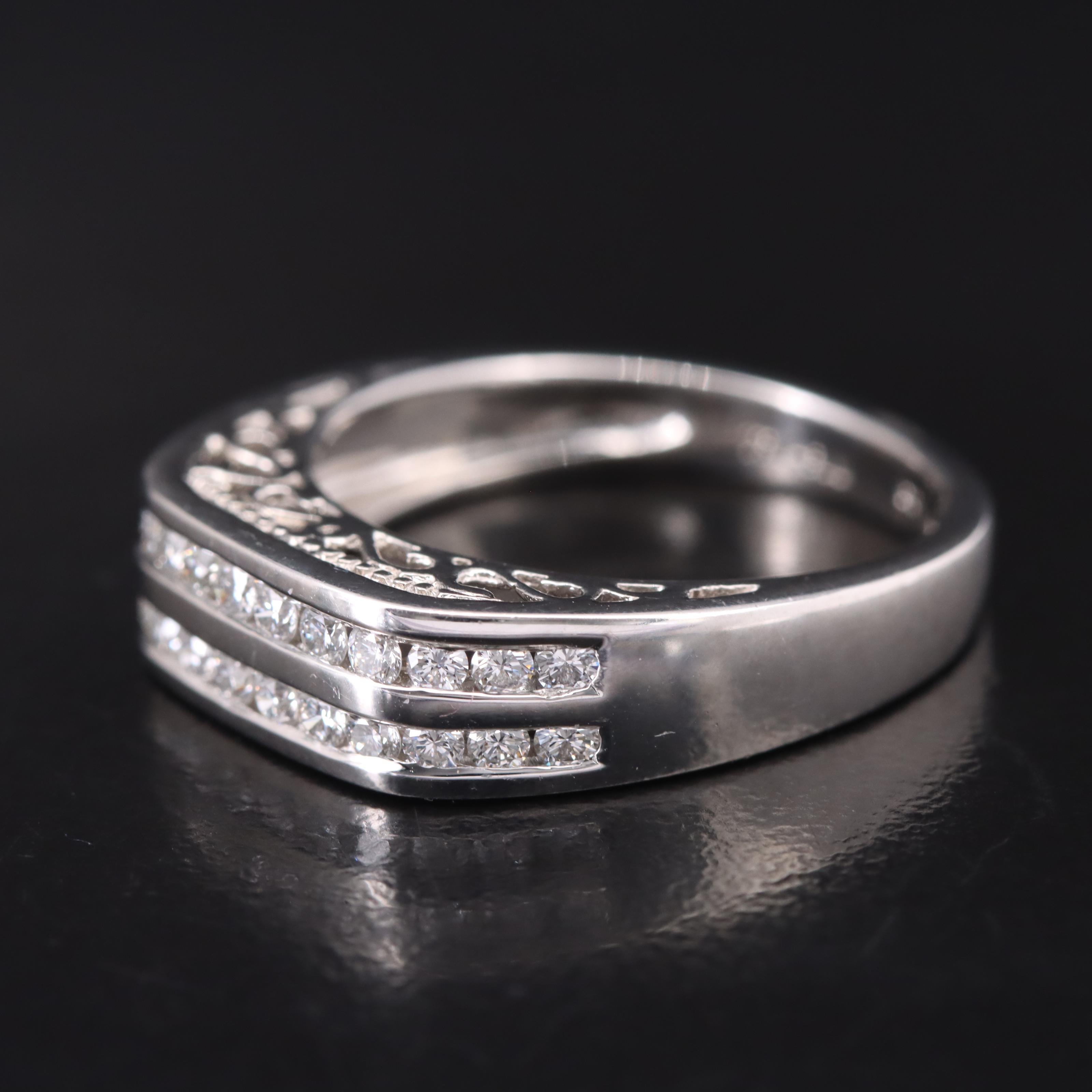 Platinum 0.50 CTW Diamond Double Channel Band