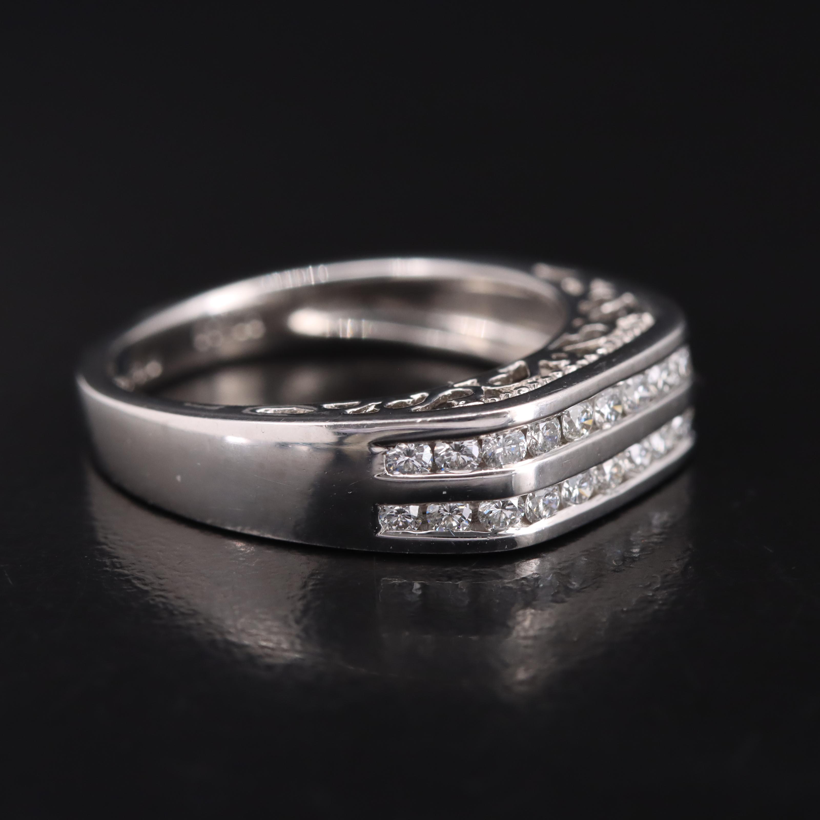 Platinum 0.50 CTW Diamond Double Channel Band