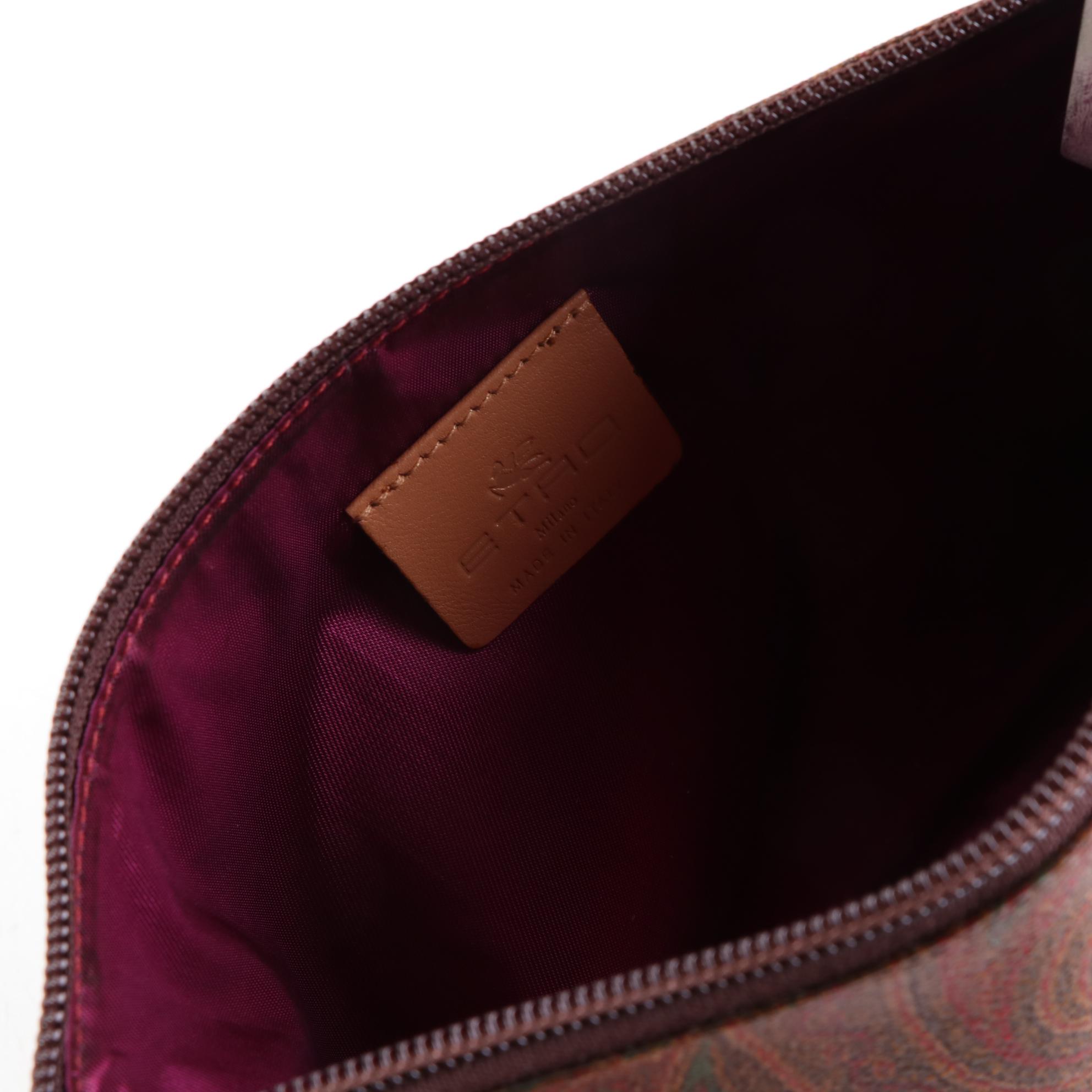 ETRO Accessories Pouch in Paisley Coated Canvas and Leather