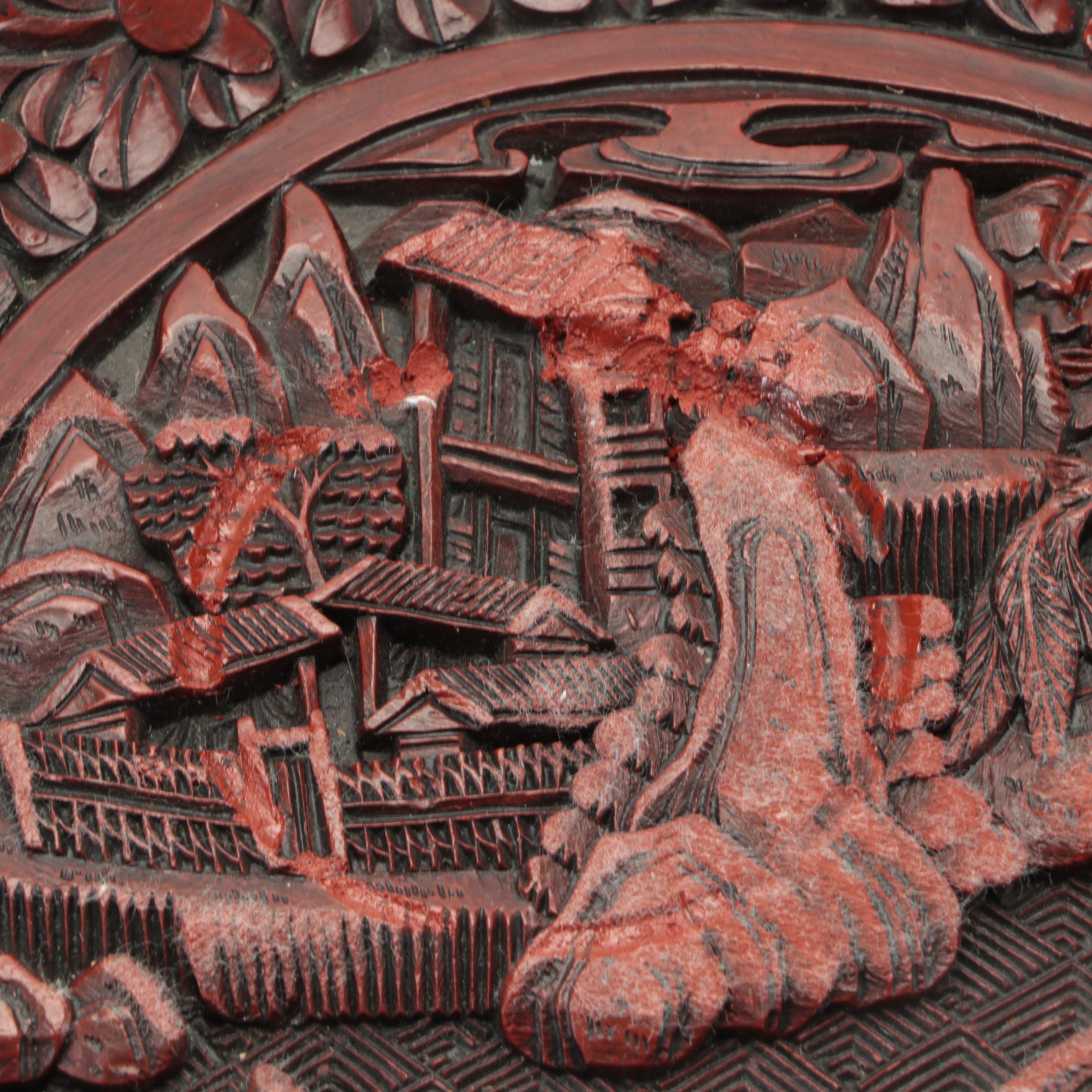 Chinese Republic Period Cinnabar Plates