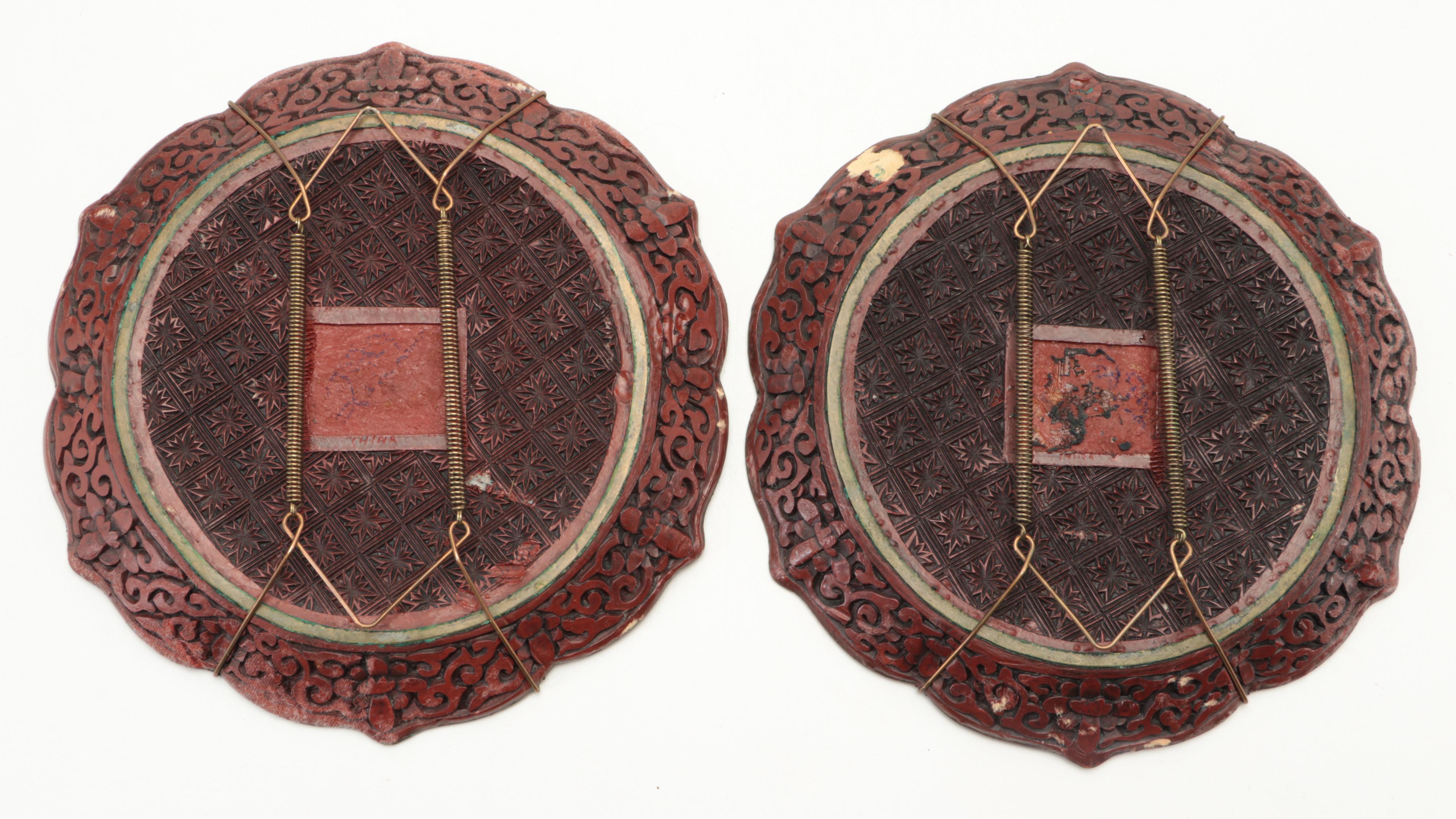 Chinese Republic Period Cinnabar Plates
