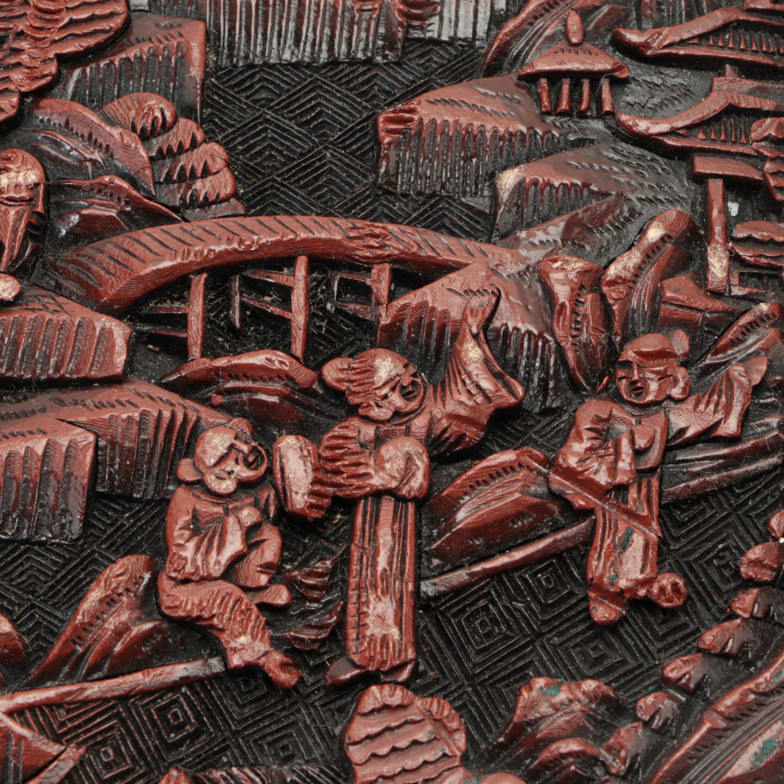 Chinese Republic Period Cinnabar Plates