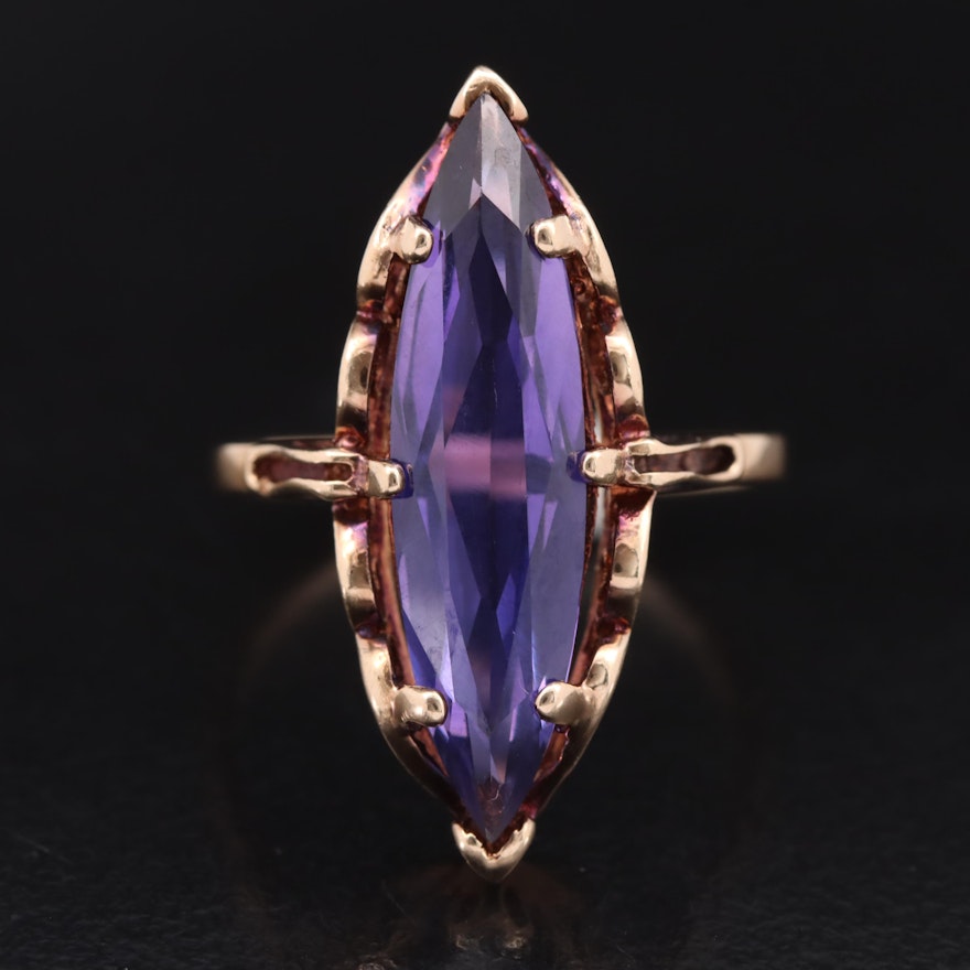 Vintage 10K Sapphire Navette Ring