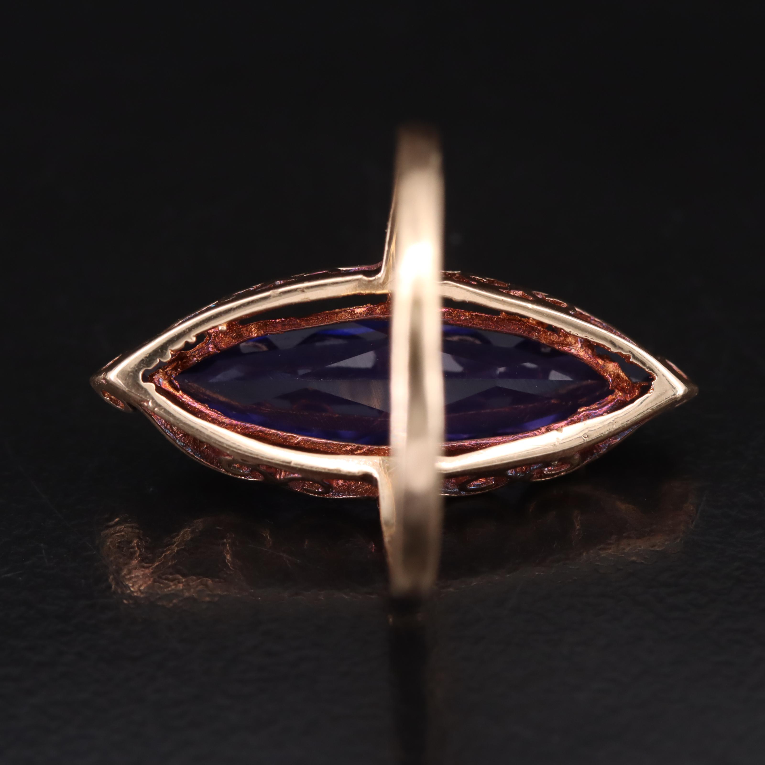 Vintage 10K Sapphire Navette Ring