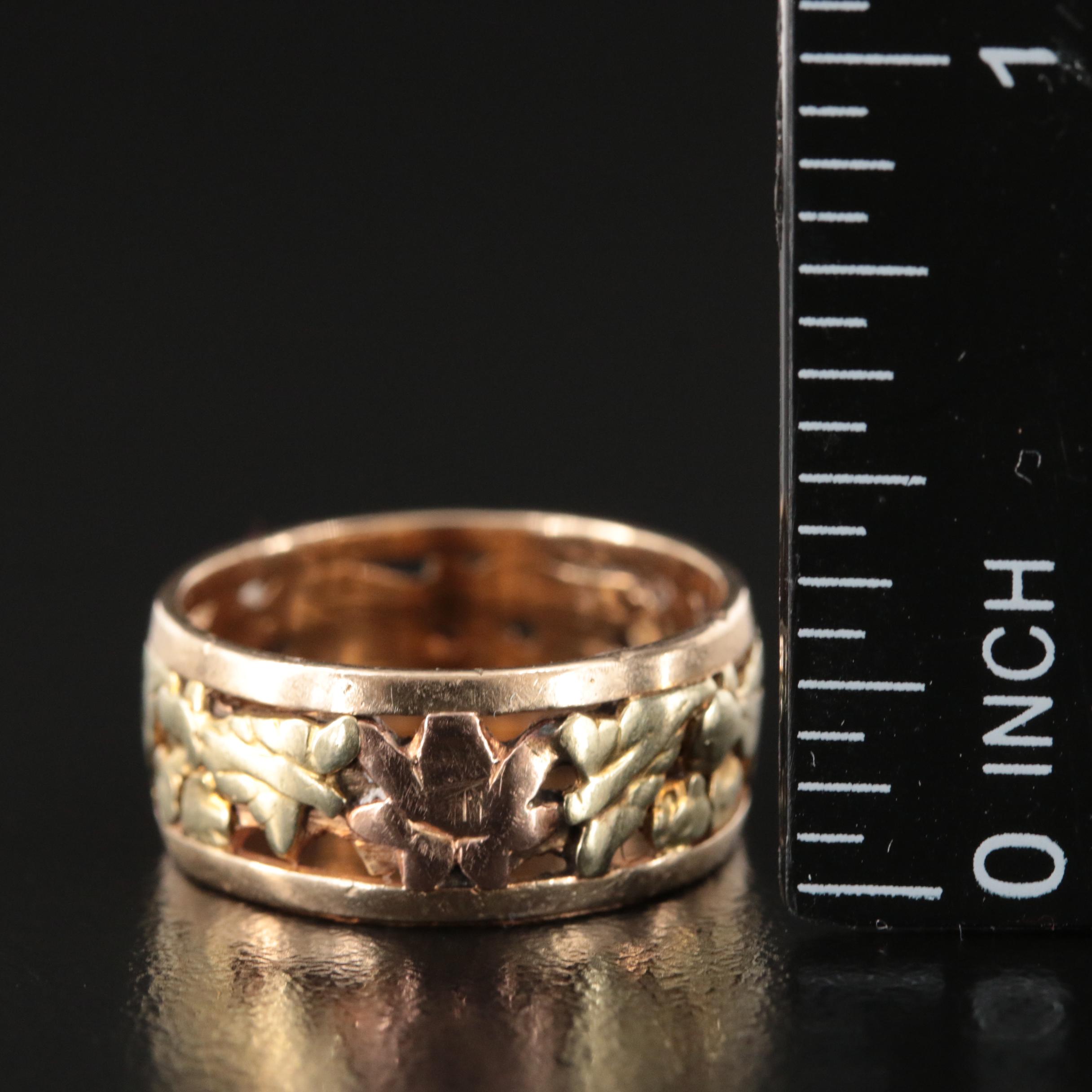 14K Tri-Color Foliate Band