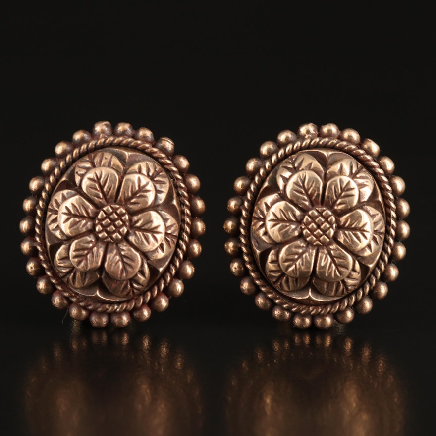 Stephen Dweck Copper Floral Button Earrings