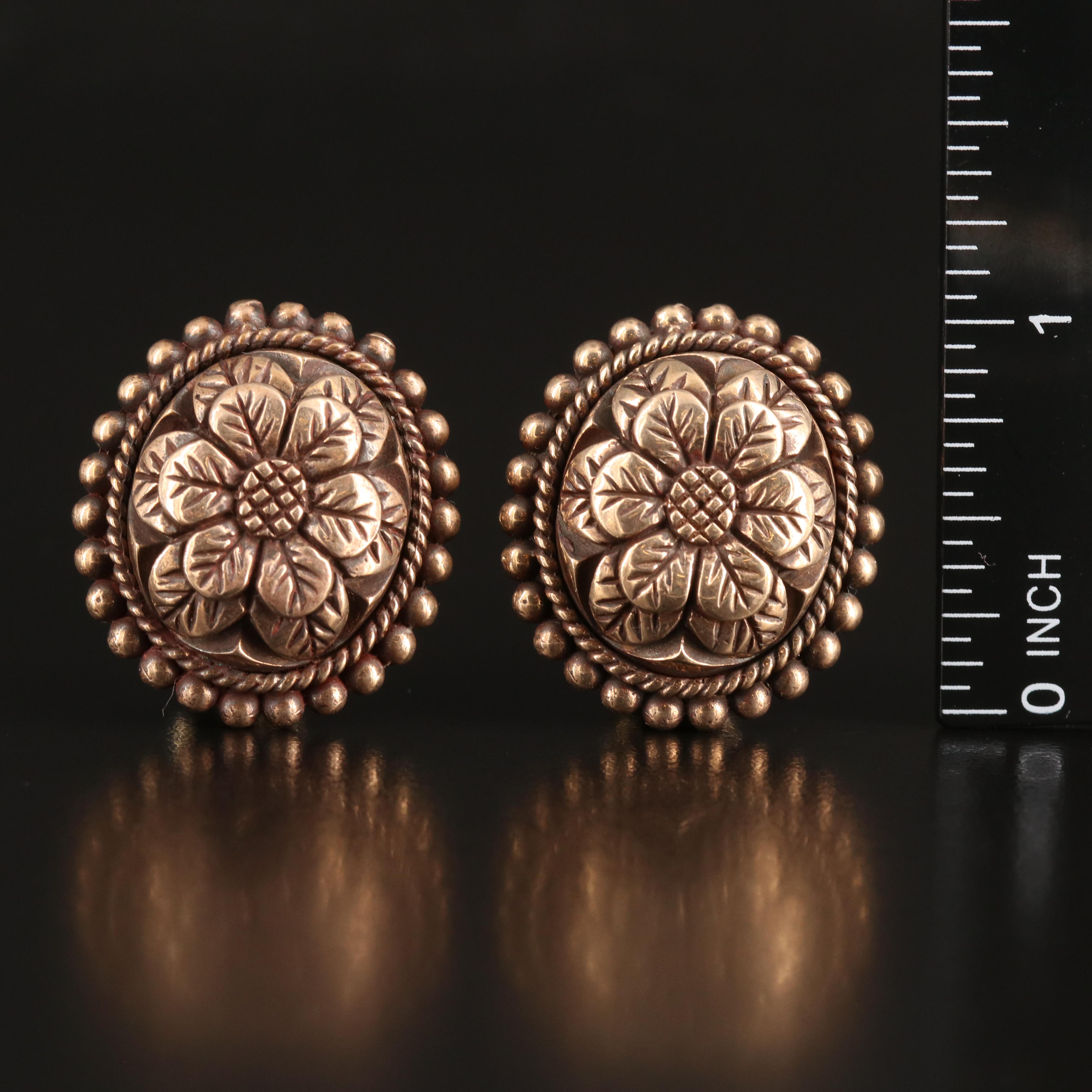 Stephen Dweck Copper Floral Button Earrings