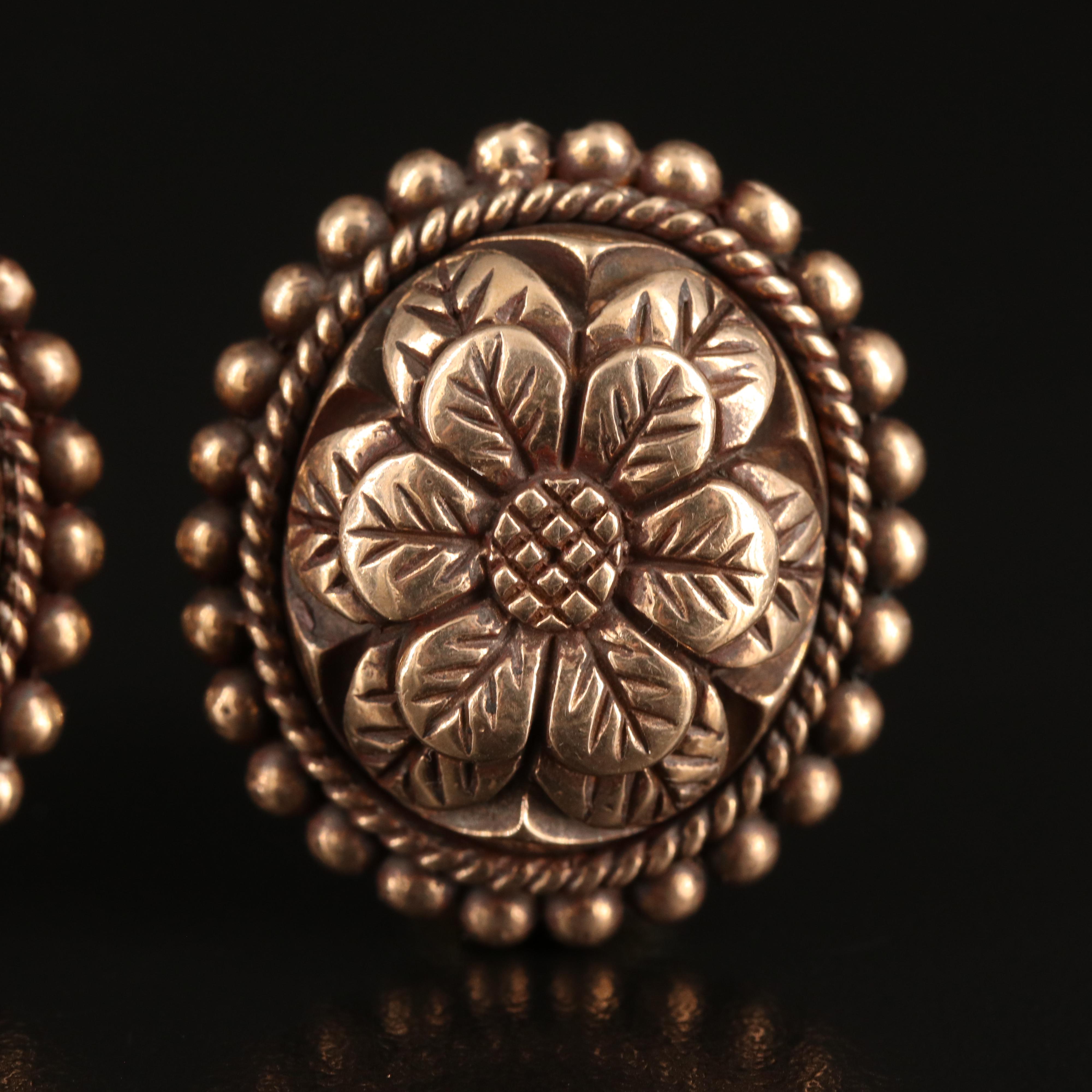 Stephen Dweck Copper Floral Button Earrings