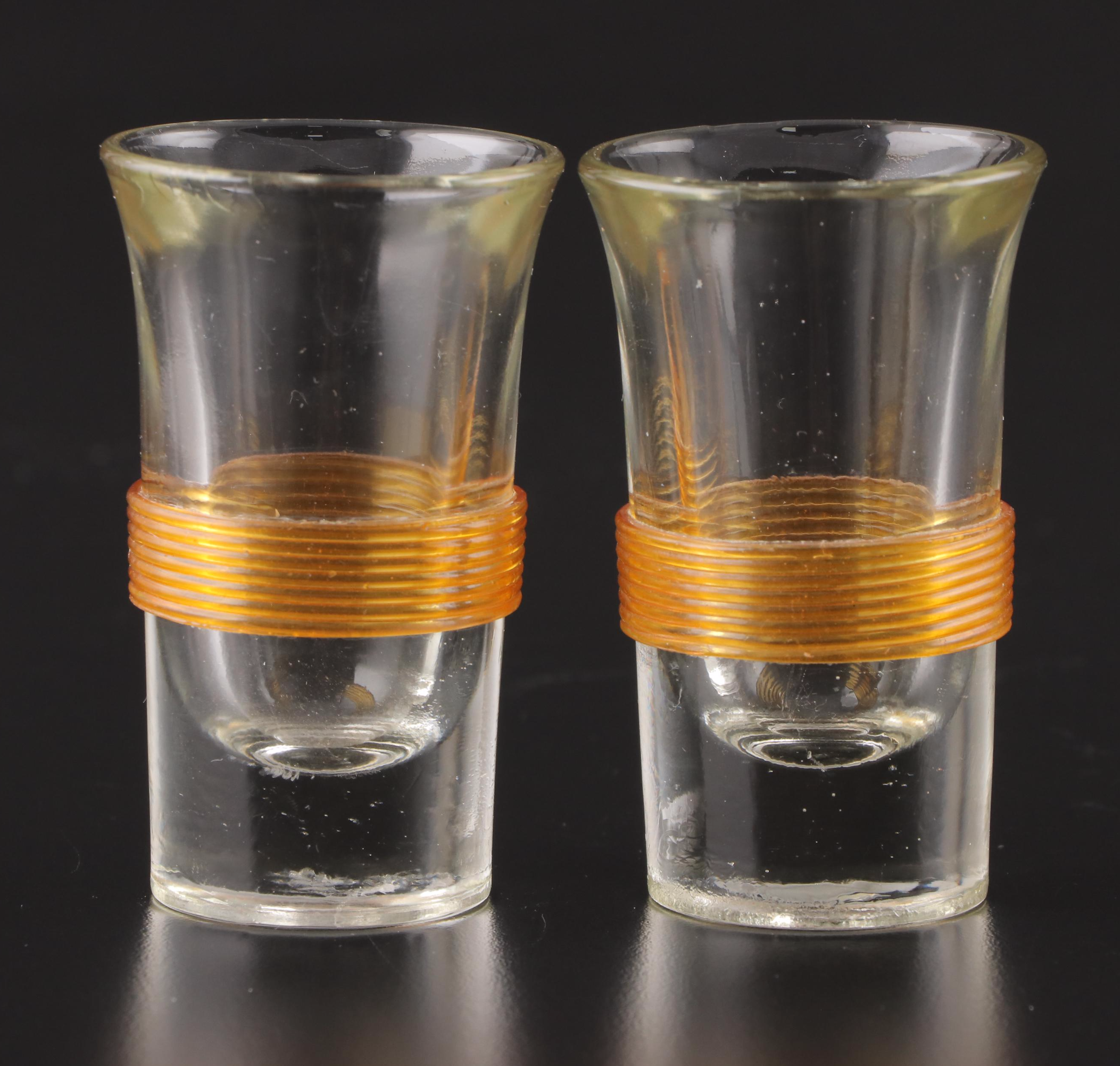 Mid Century Modern Style Glass Shot Glasses, Mid to Late 20th Century