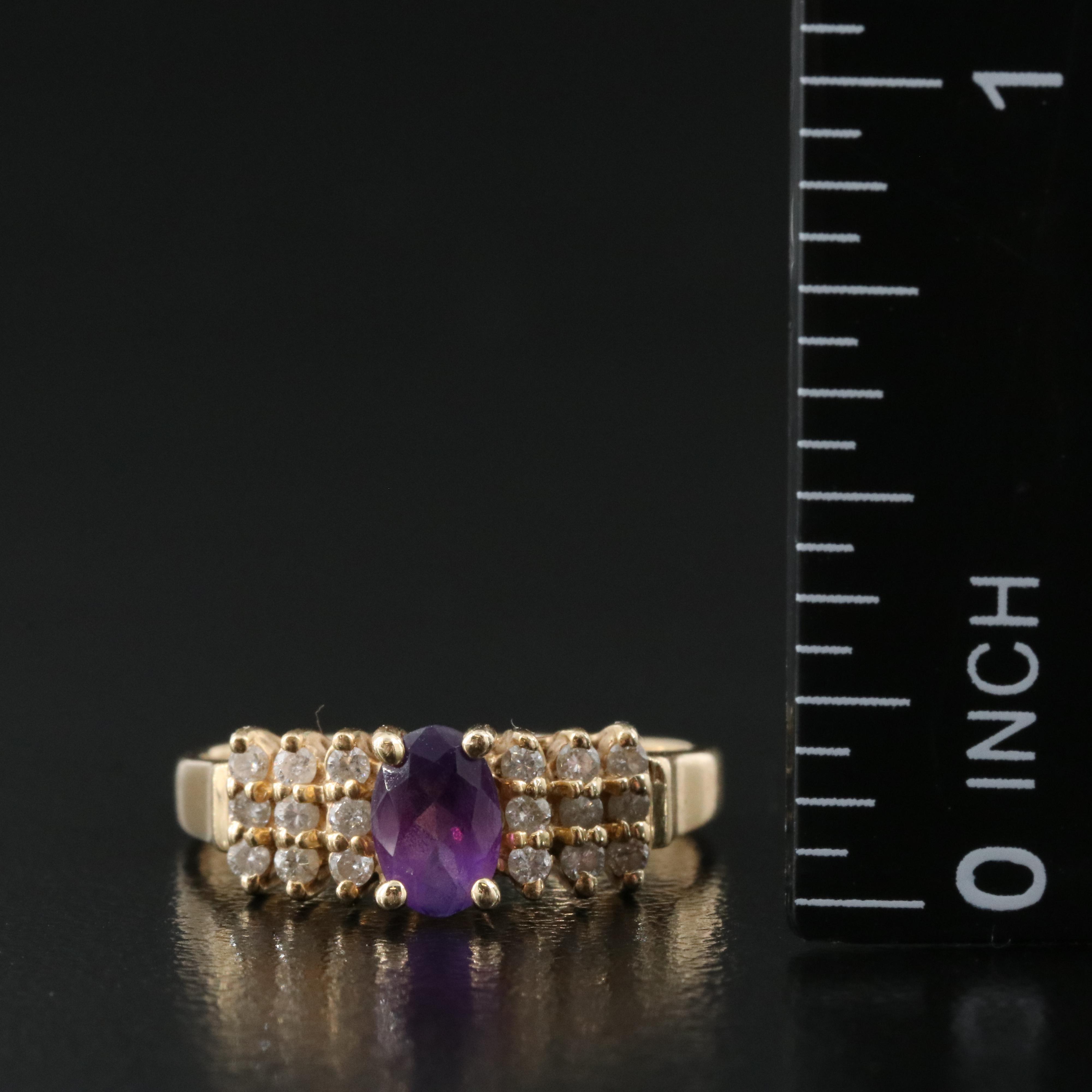 14K Amethyst and Diamond Ring