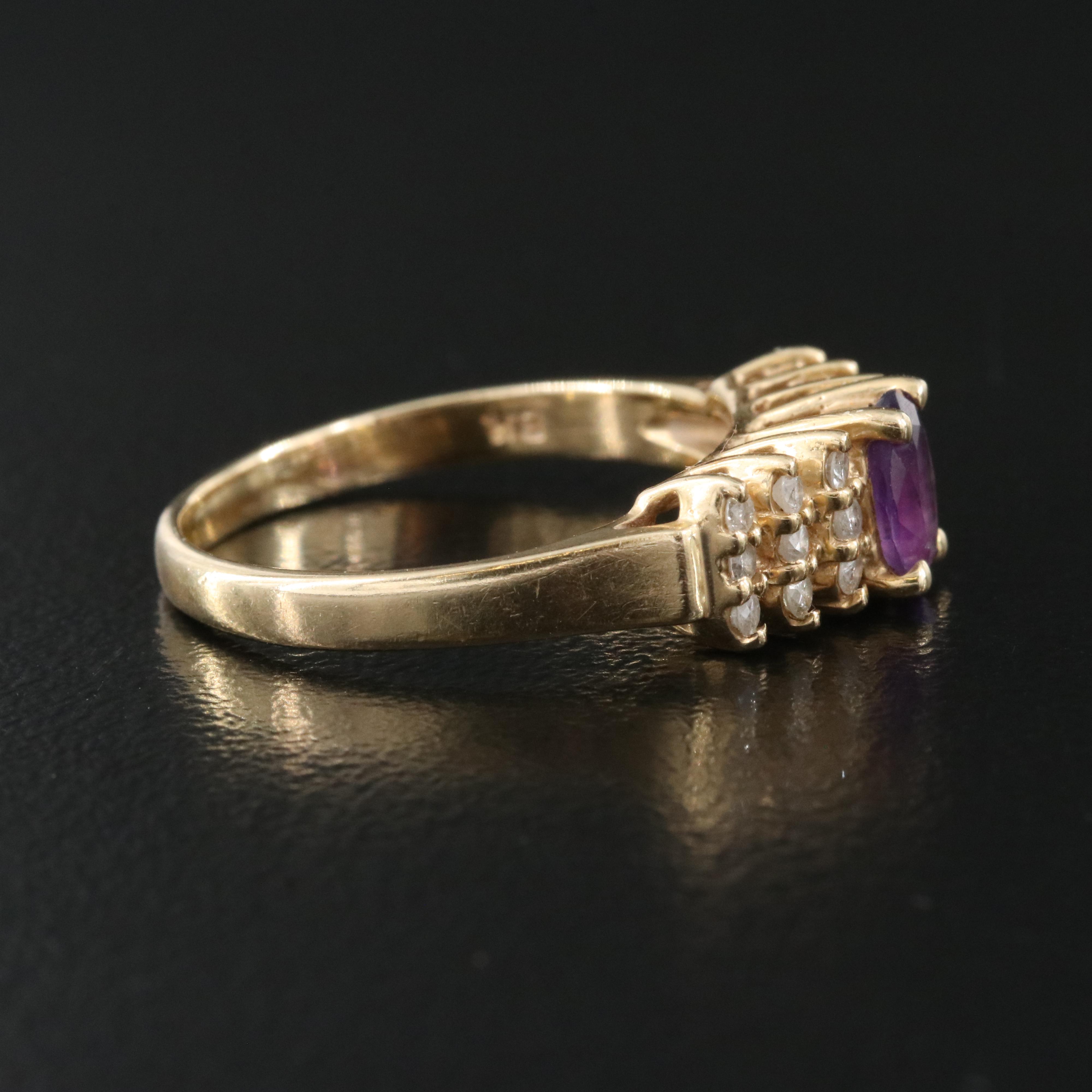 14K Amethyst and Diamond Ring