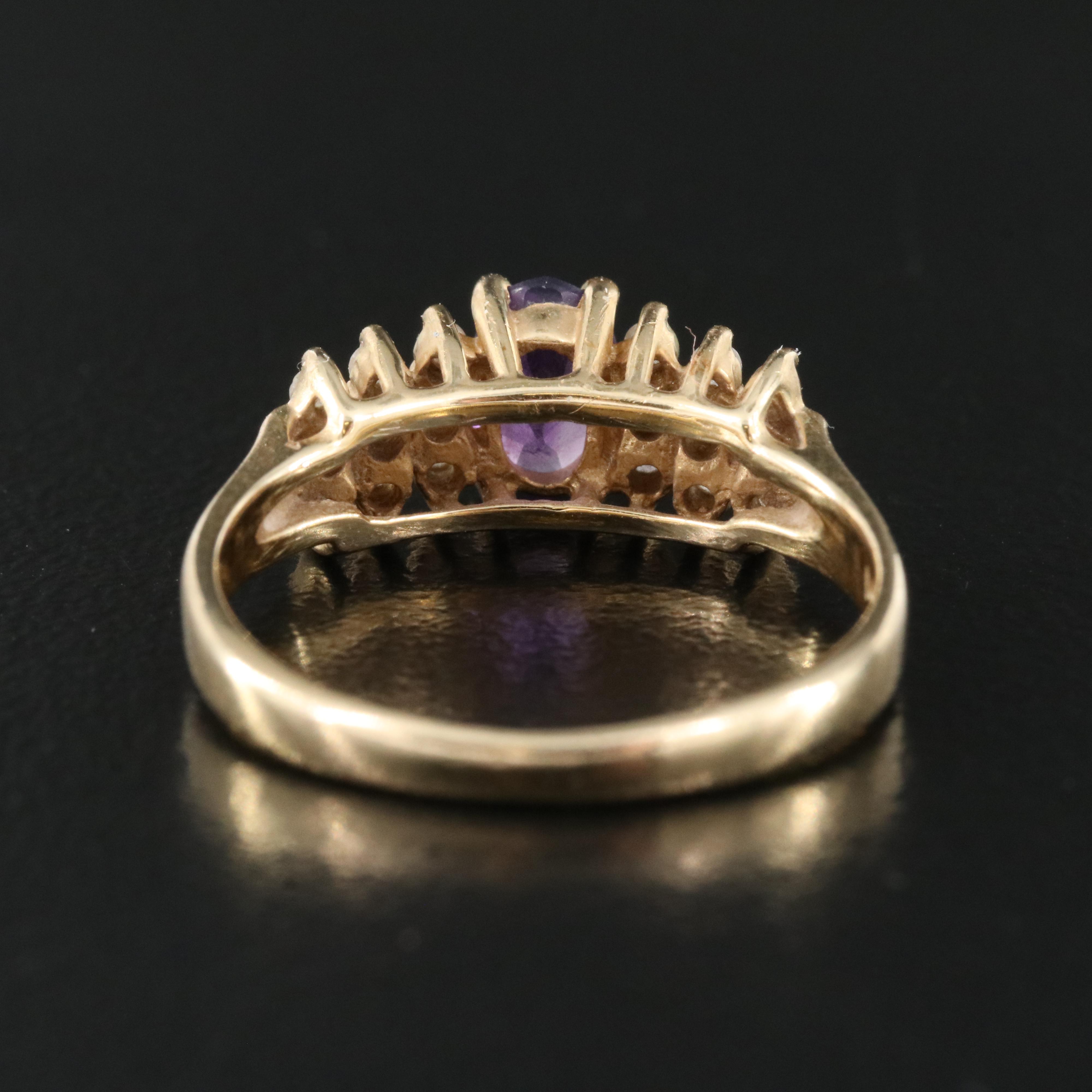 14K Amethyst and Diamond Ring